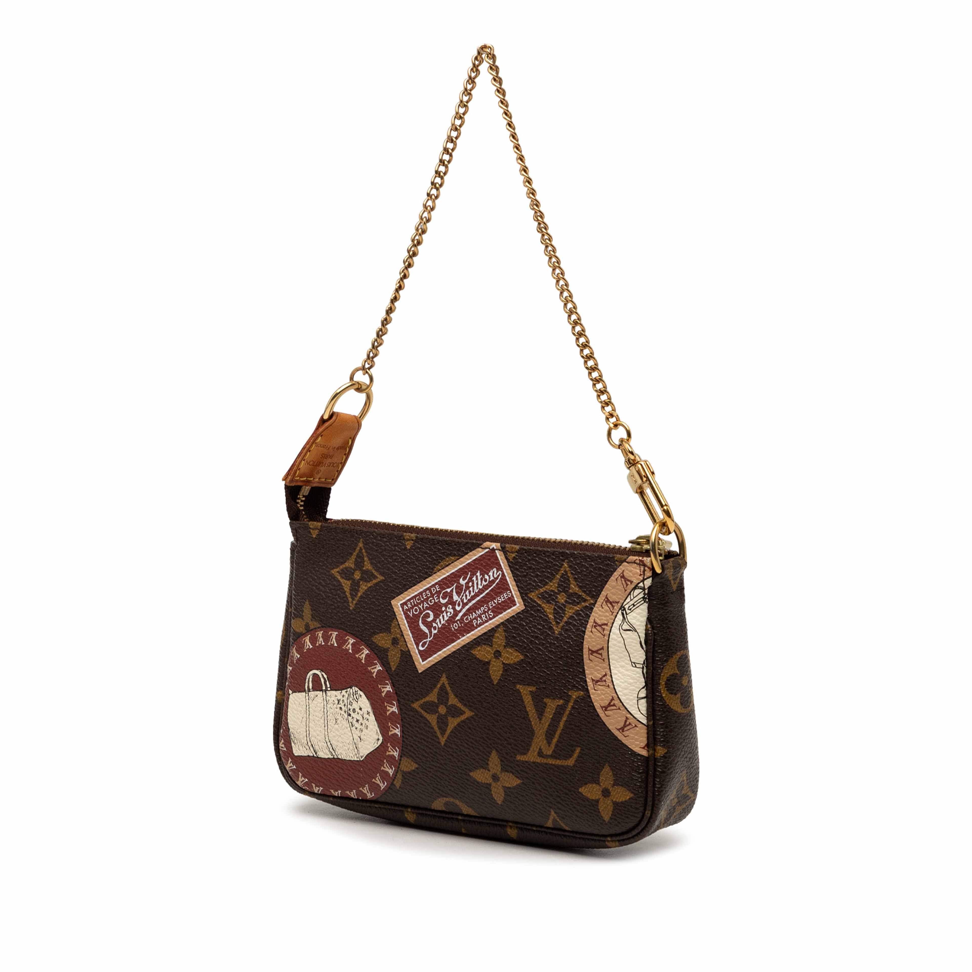 Louis Vuitton Monogram Patch Mini Pochette Accessoires, från Luxclusif, i färgen brun. Klicka för att öppna bilden i stort format