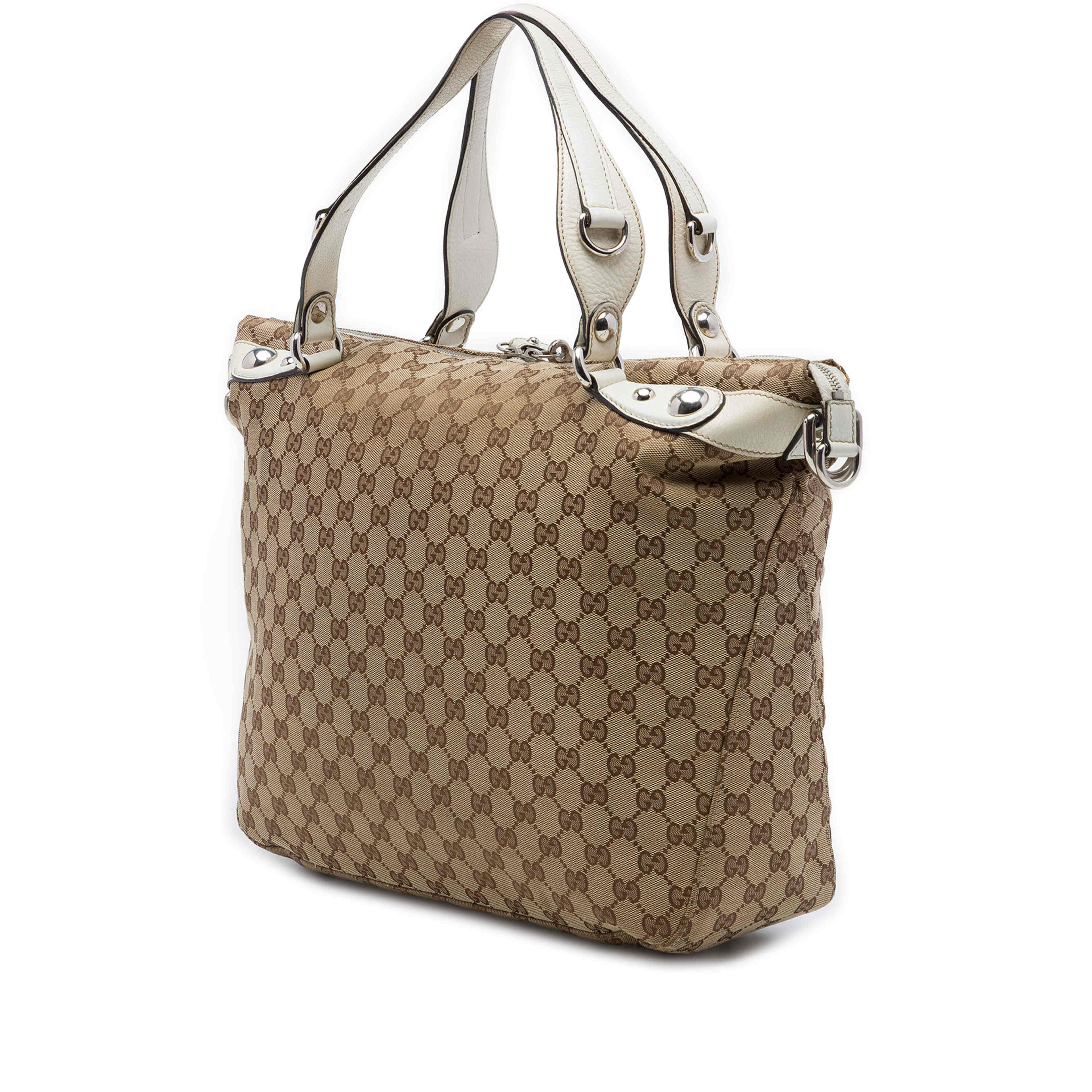 Gucci Gg Canvas Icon Bit Satchel, från Luxclusif, i färgen beige. Klicka för att öppna bilden i stort format