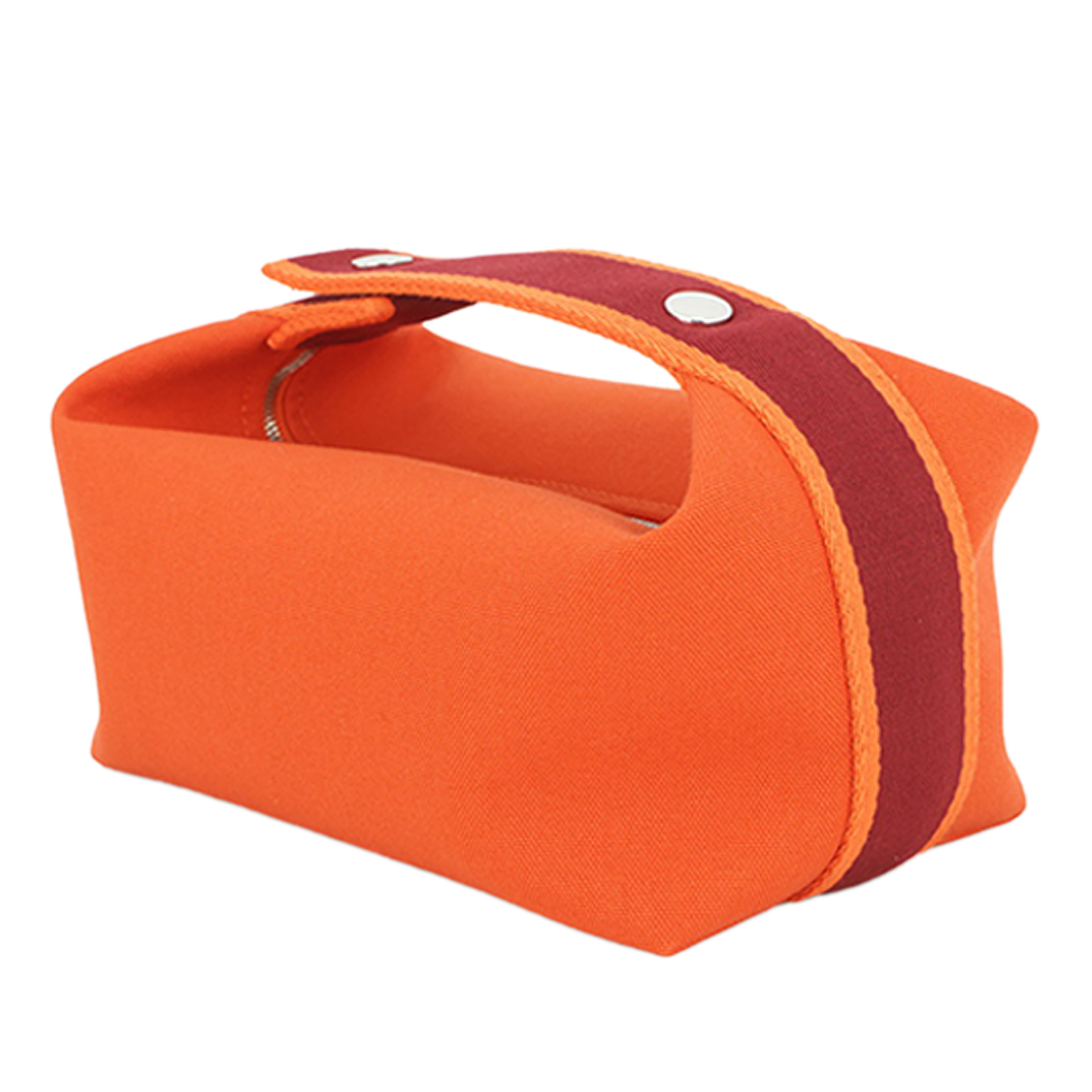 Hermès Small Toile Bride A Brac Case, från Luxclusif, i färgen dark orange. Klicka för att öppna bilden i stort format