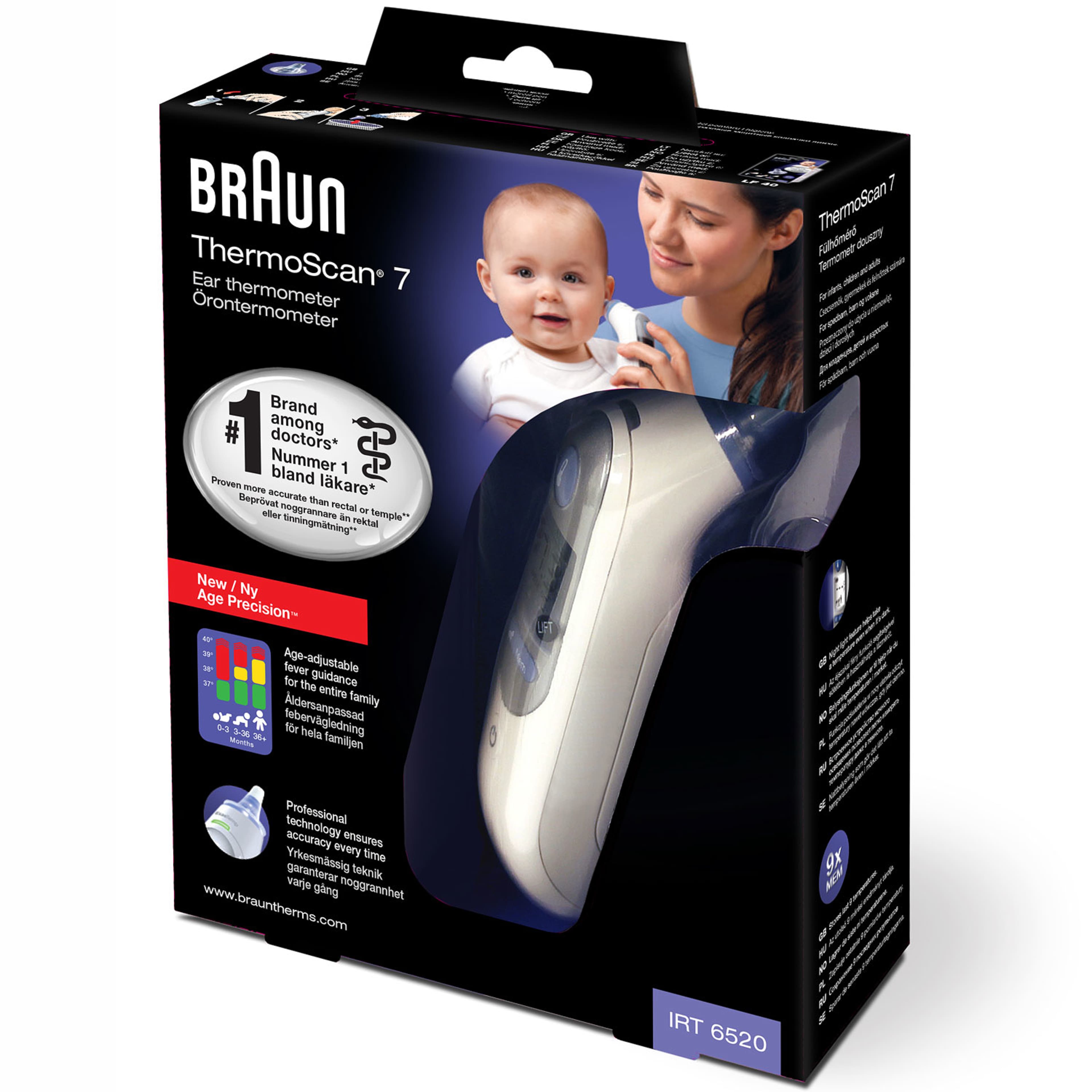 Thermoscan 7 Med Age Precisioned Irt6520, från Braun, i färgen vit. Klicka för att öppna bilden i stort format