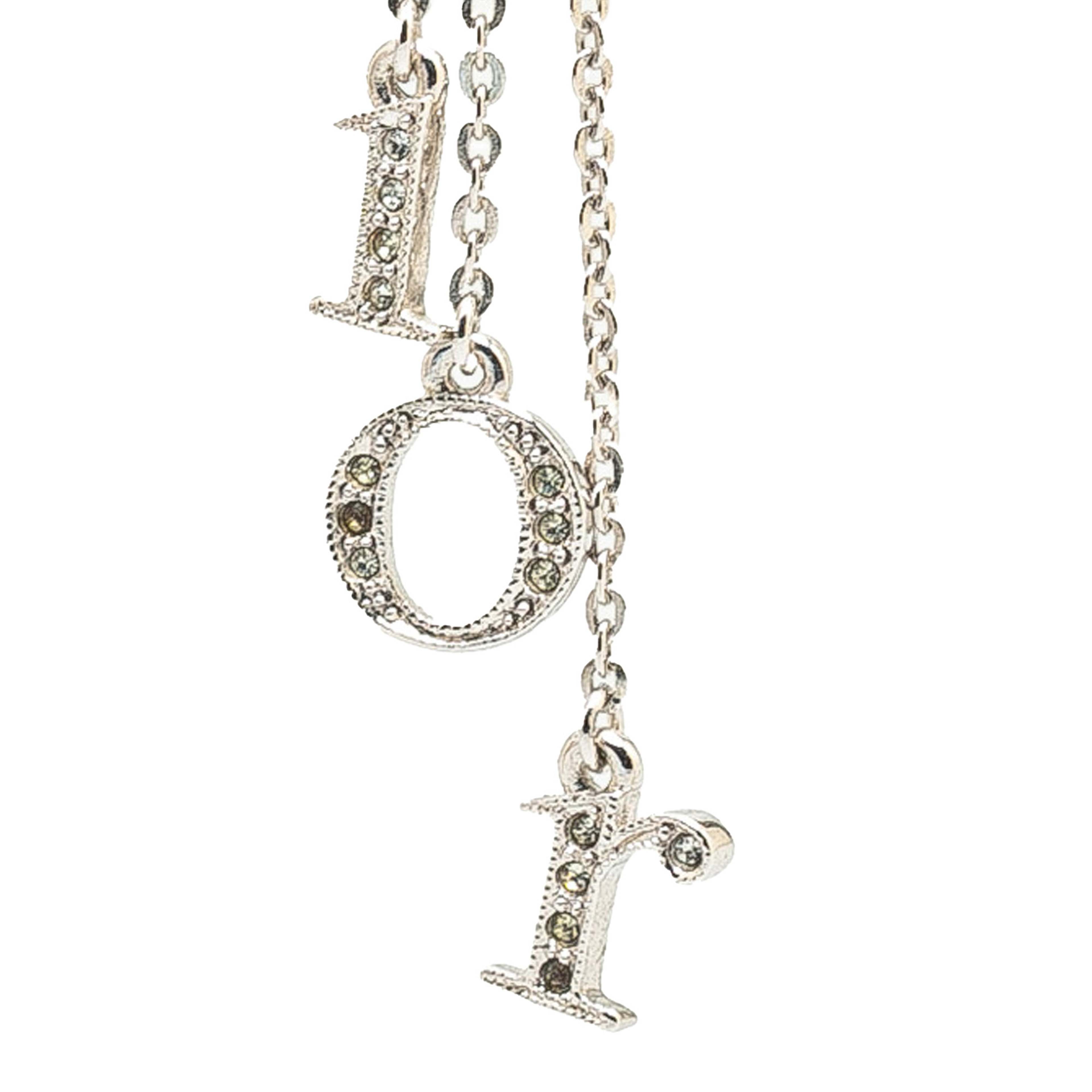 Dior Silver Metal And Crystals Dangle Earrings