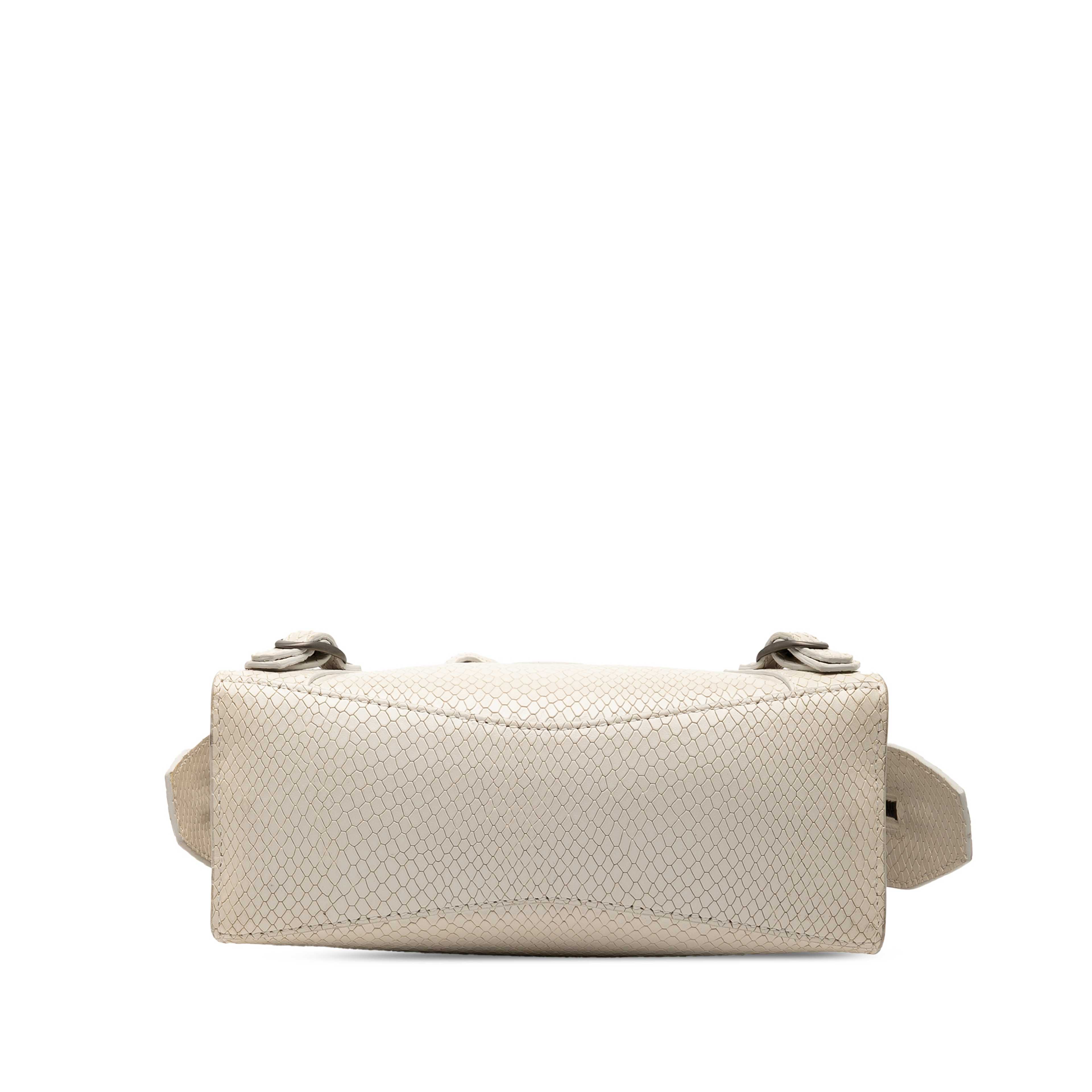 Balenciaga Mini Python Embossed Calfskin Neo Classic City Satchel, från Luxclusif, i färgen ivory. Klicka för att öppna bilden i stort format