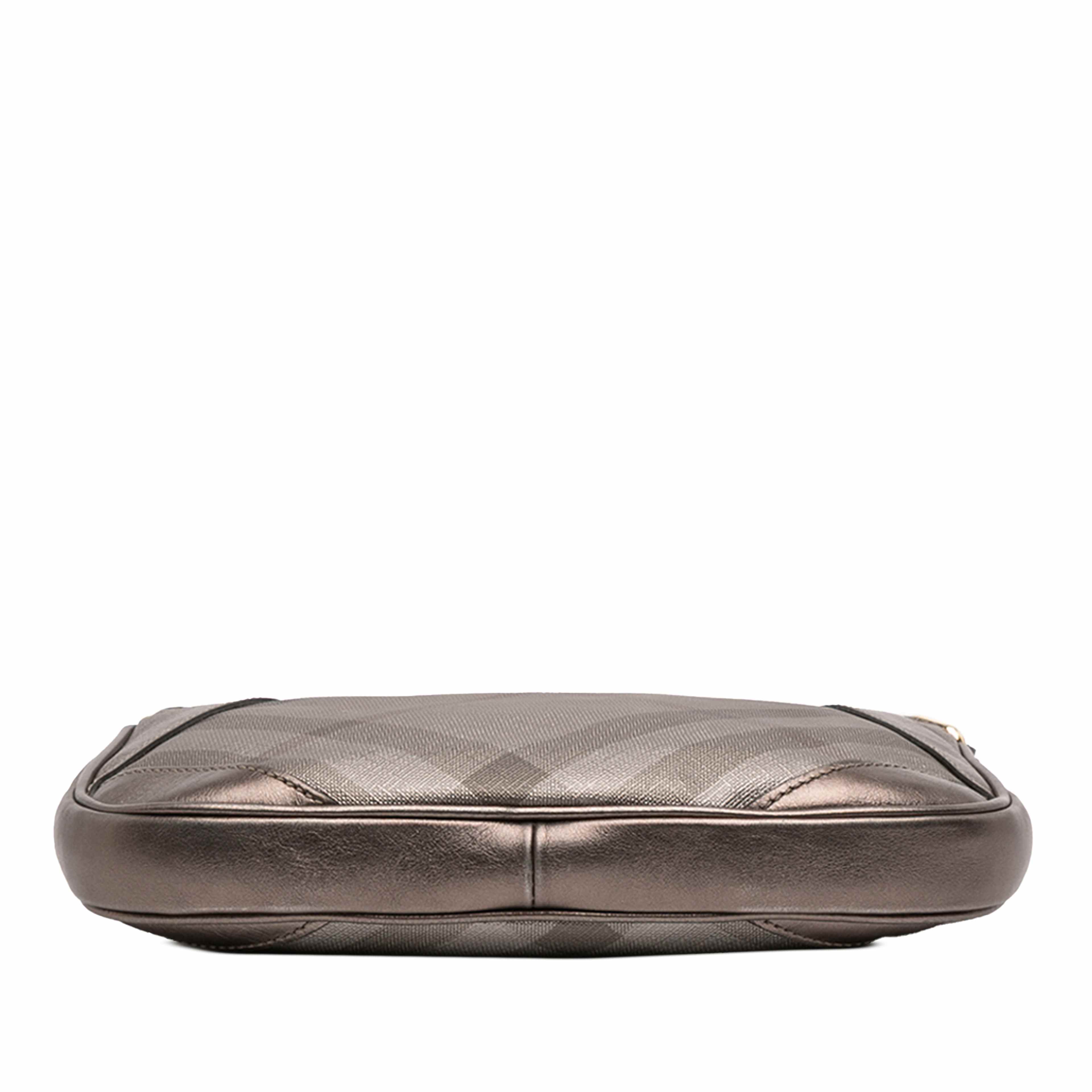 Burberry Supernova Check Canvas And Metallic Leather Crossbody, från Luxclusif, i färgen bronze. Klicka för att öppna bilden i stort format