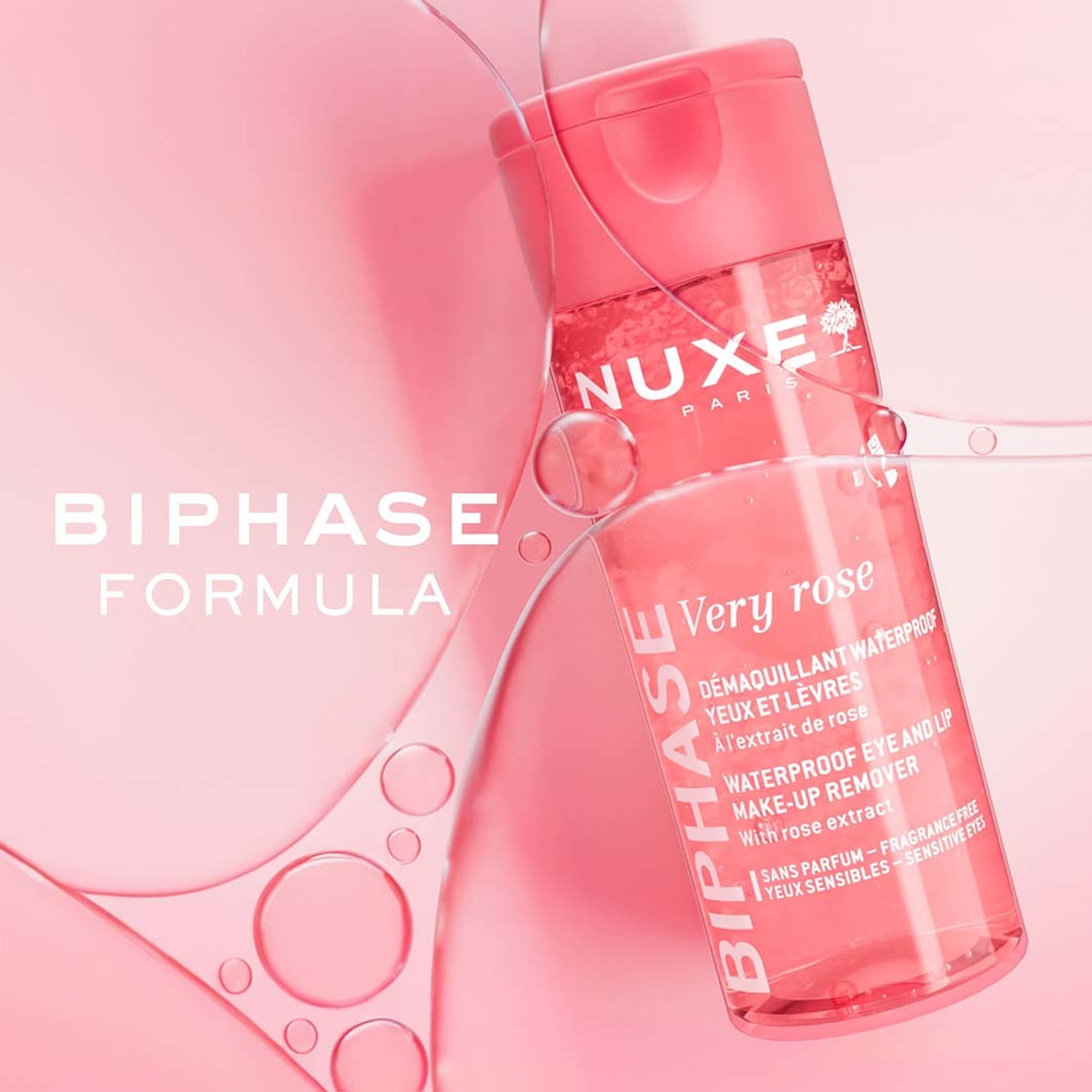 Very Rose Biphase Makeup Remover, från NUXE. Klicka för att öppna bilden i stort format