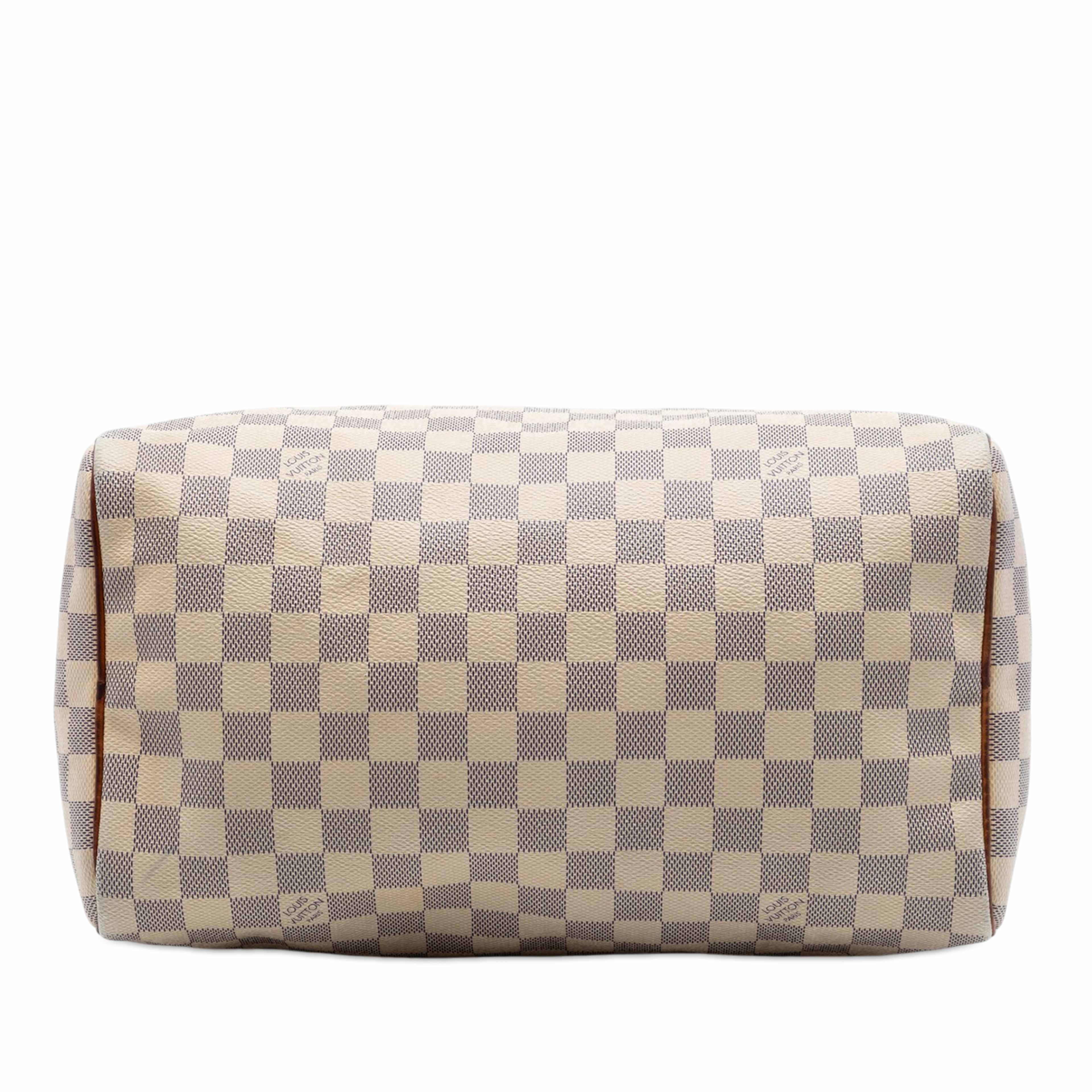 Louis Vuitton Damier Azur Speedy 30, från Luxclusif, i färgen white. Klicka för att öppna bilden i stort format