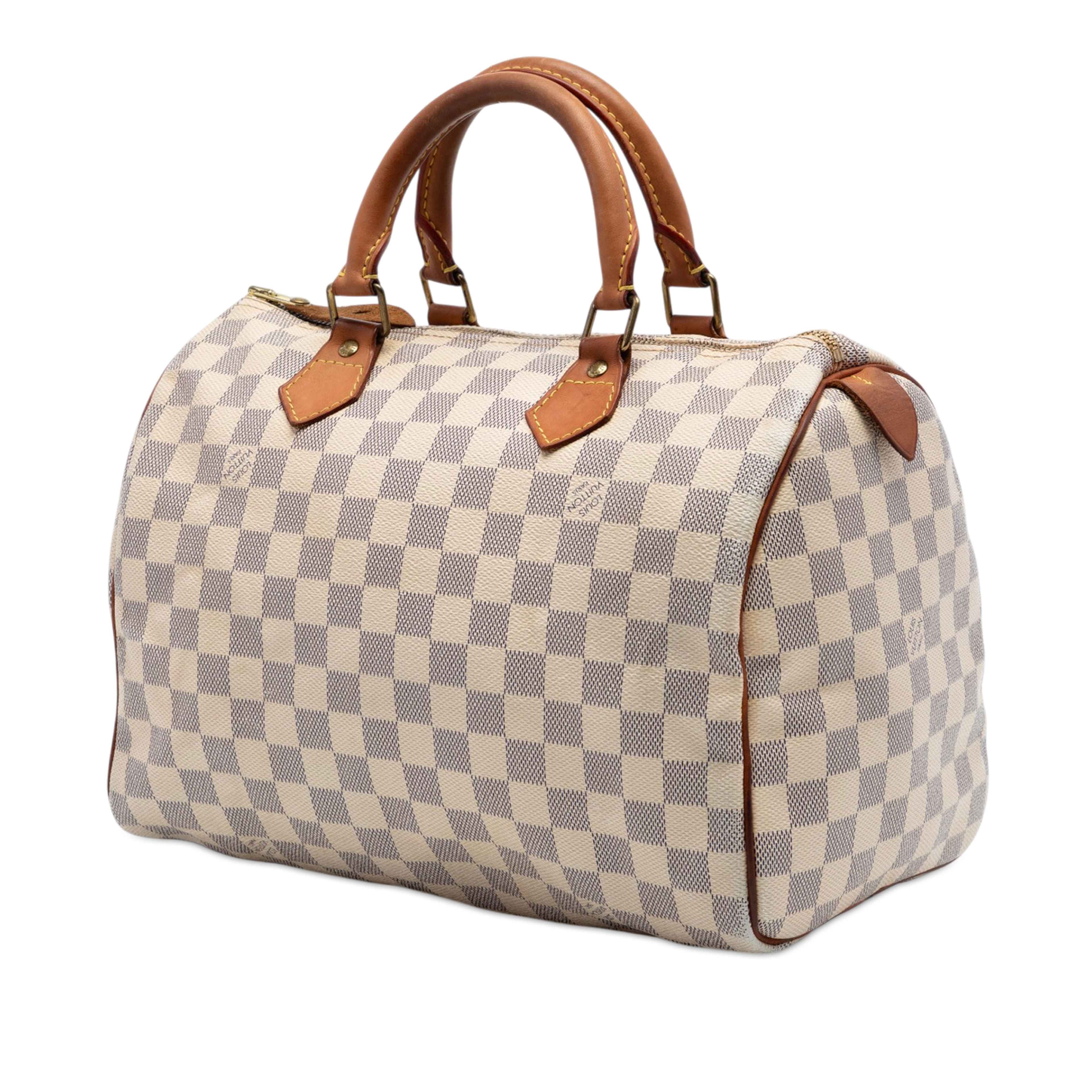 Louis Vuitton Damier Azur Speedy 30, från Luxclusif, i färgen white. Klicka för att öppna bilden i stort format