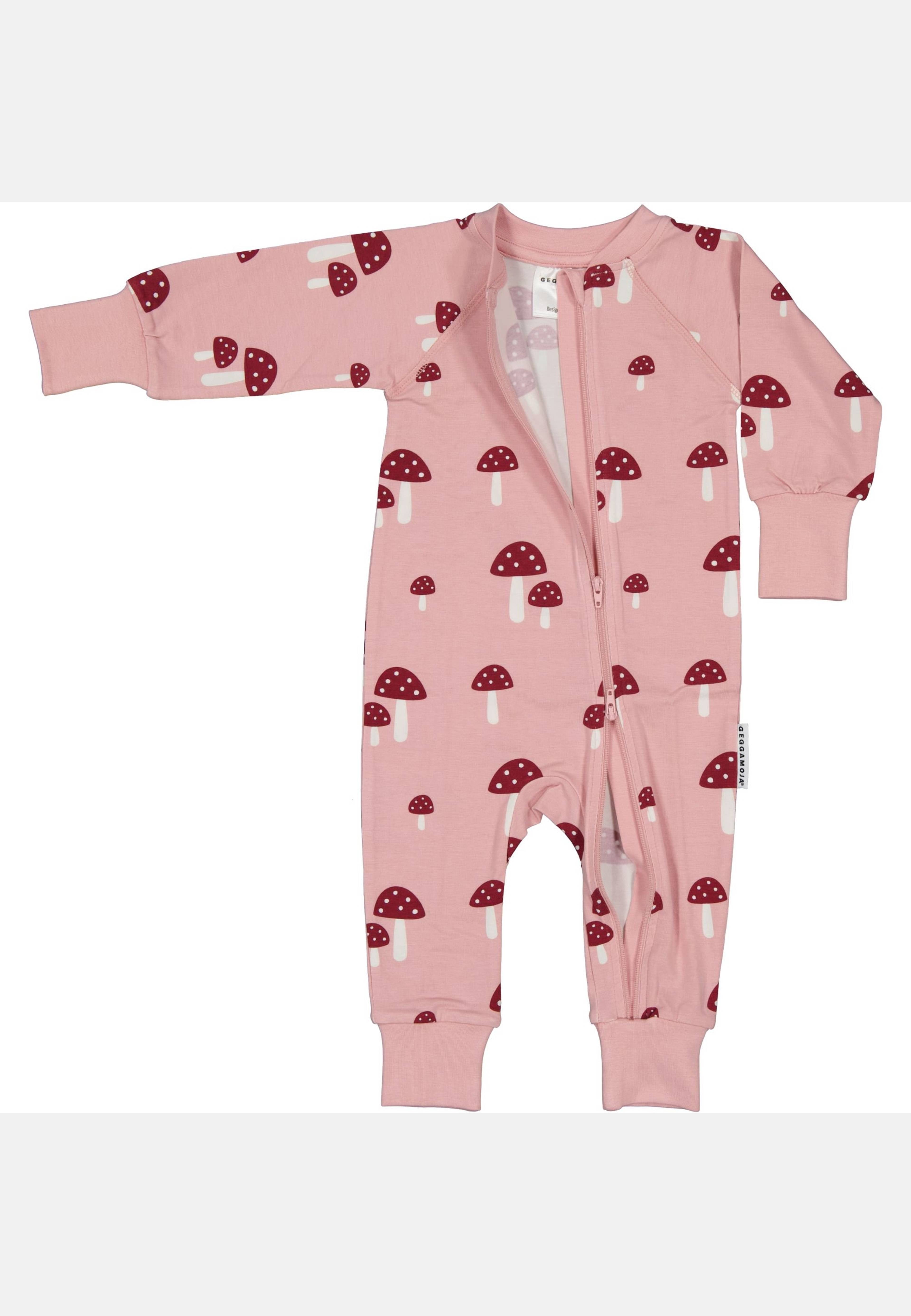 Heldräktspyjamas Bambu, från Geggamoja, i färgen pink mushroom. Klicka för att öppna bilden i stort format