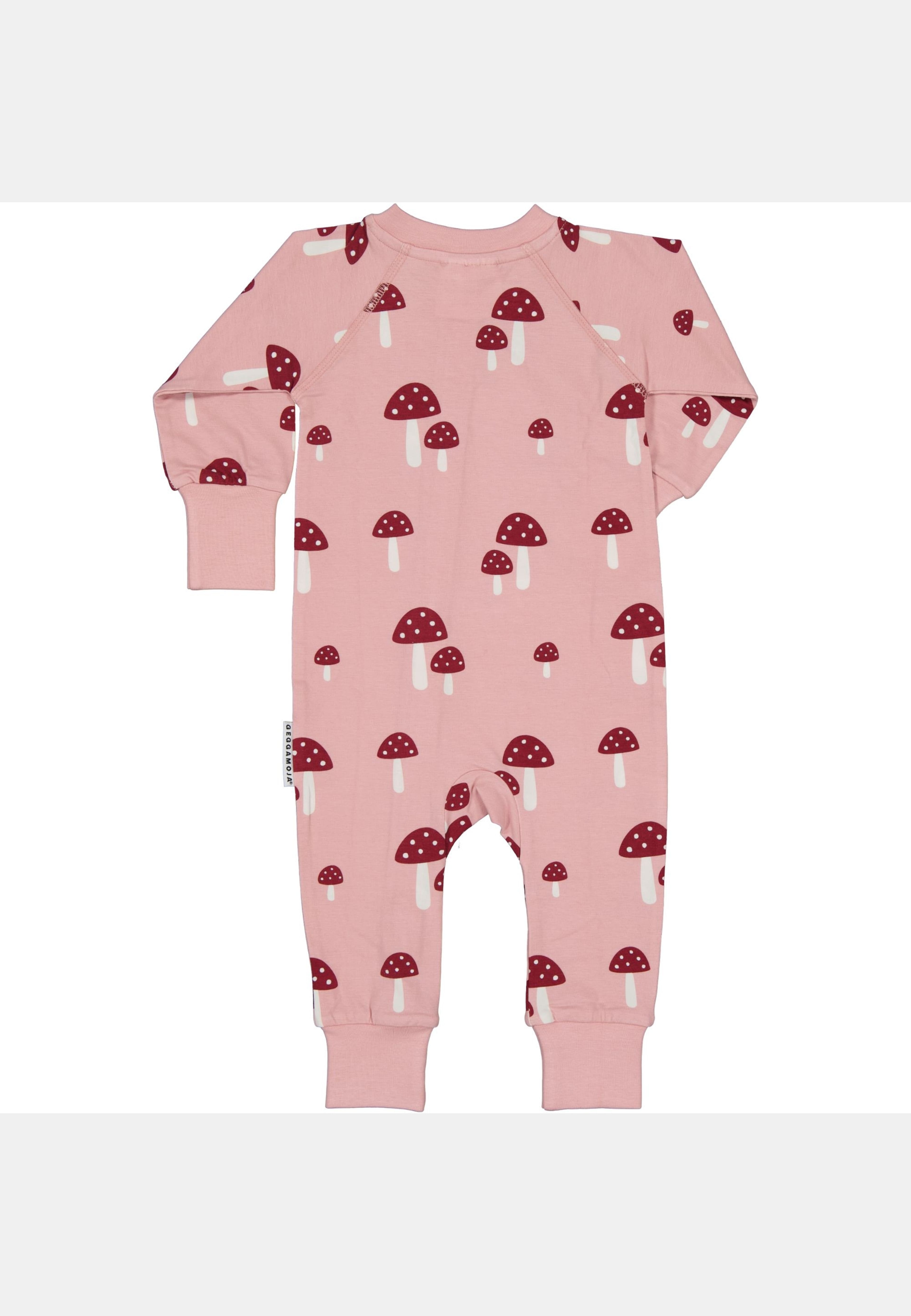 Heldräktspyjamas Bambu, från Geggamoja, i färgen pink mushroom. Klicka för att öppna bilden i stort format