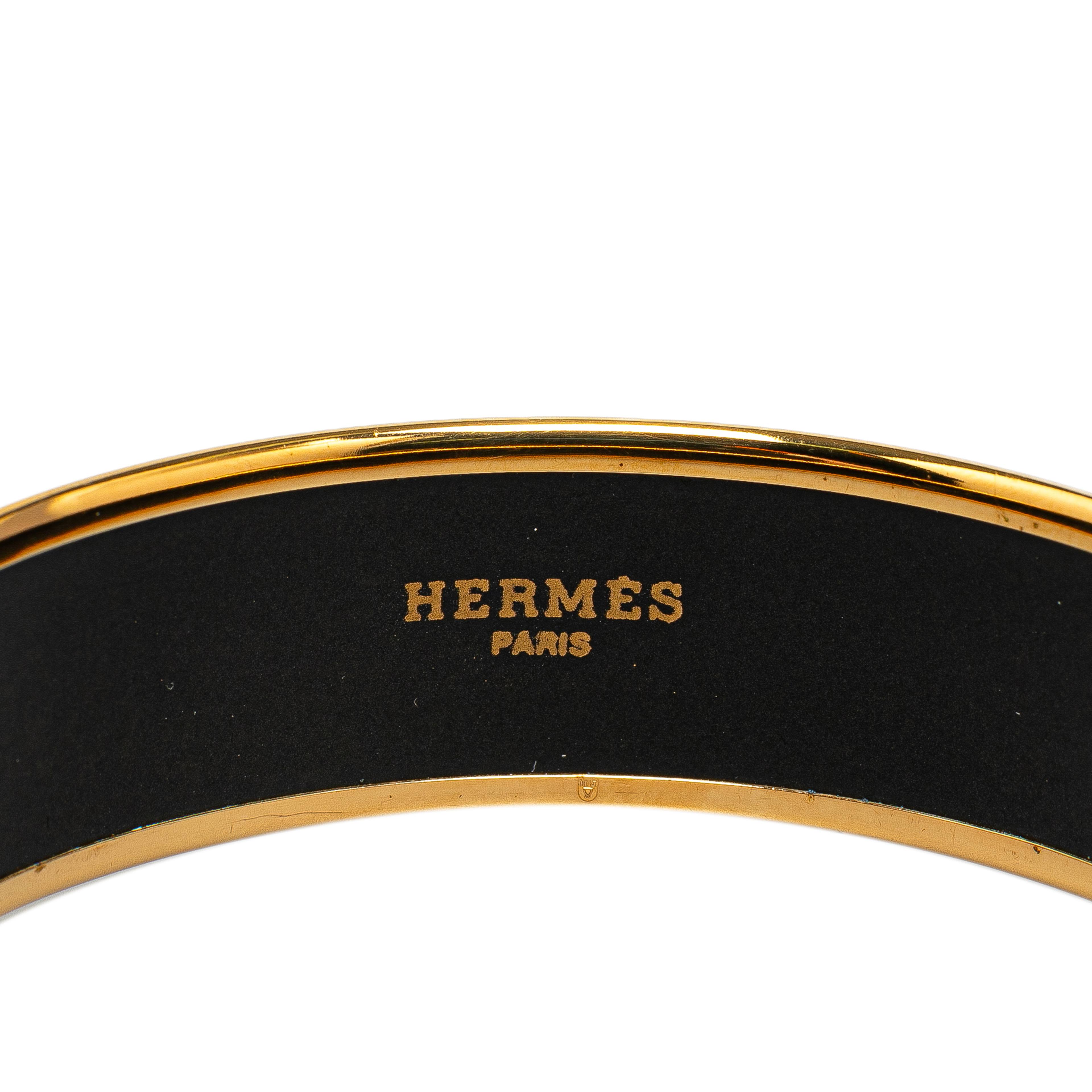 Hermès Wide Enamel Cheval Et Harnais Bangle