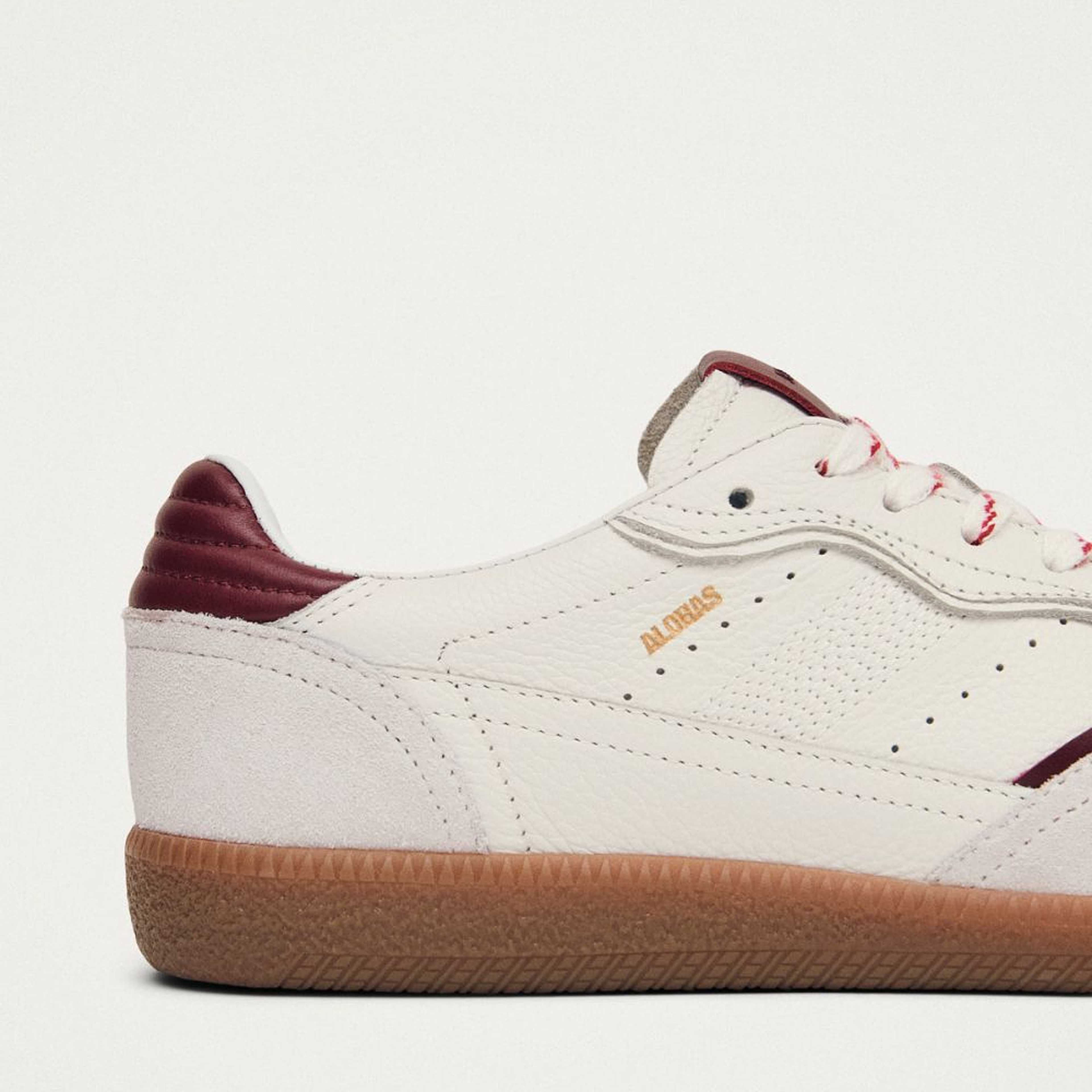 Tb.490 Rife Grain White Burgundy Leather Sneakers