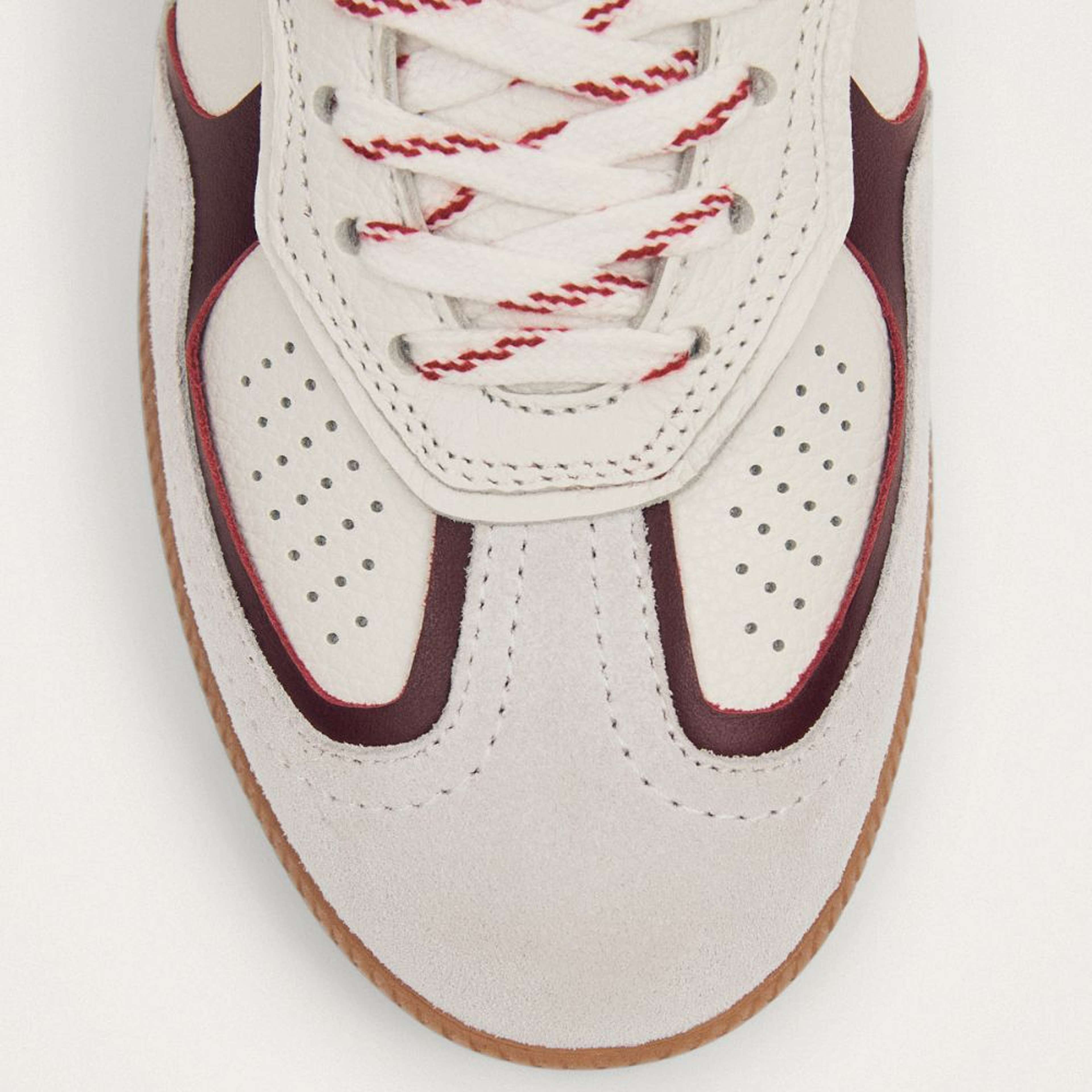 Tb.490 Rife Grain White Burgundy Leather Sneakers