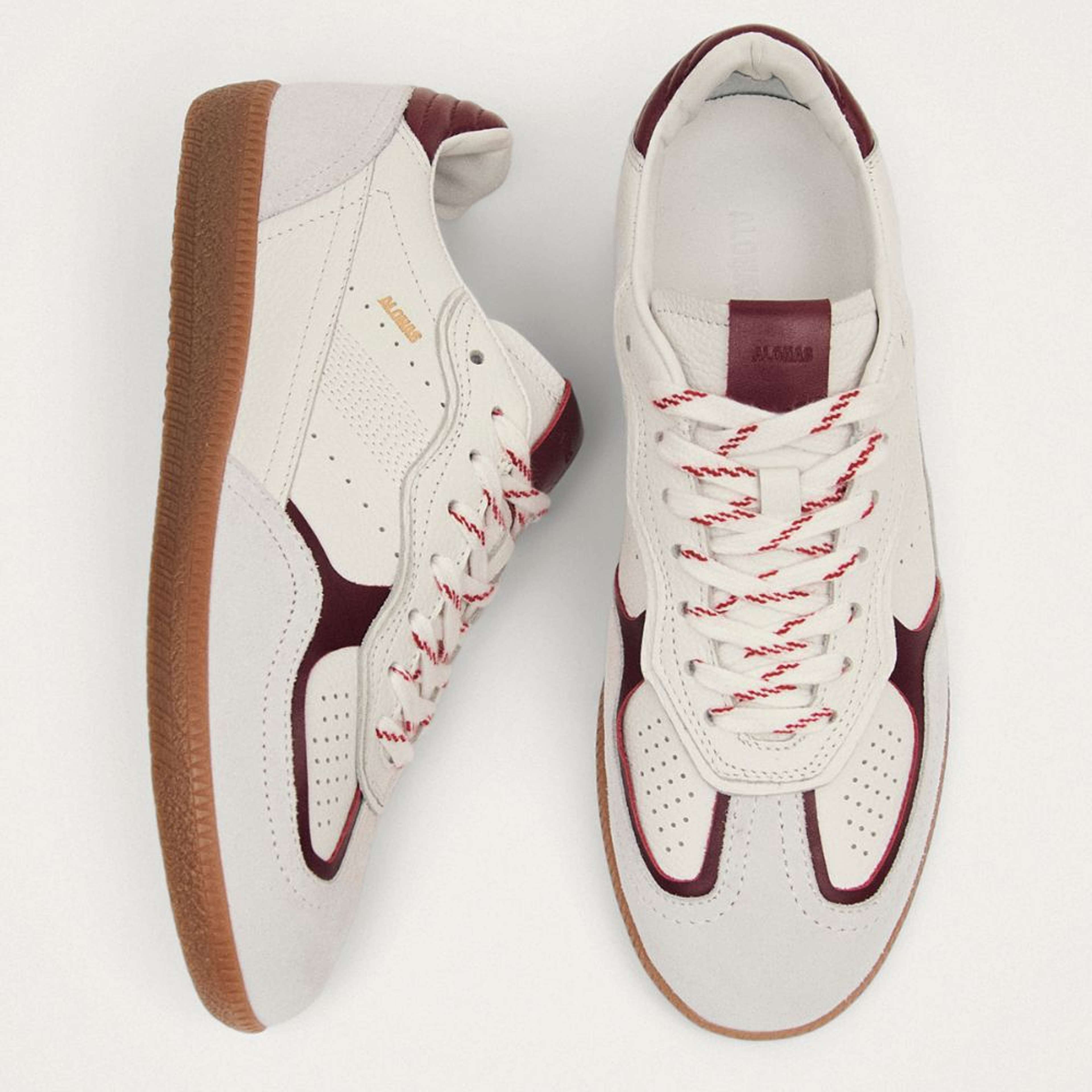 Tb.490 Rife Grain White Burgundy Leather Sneakers
