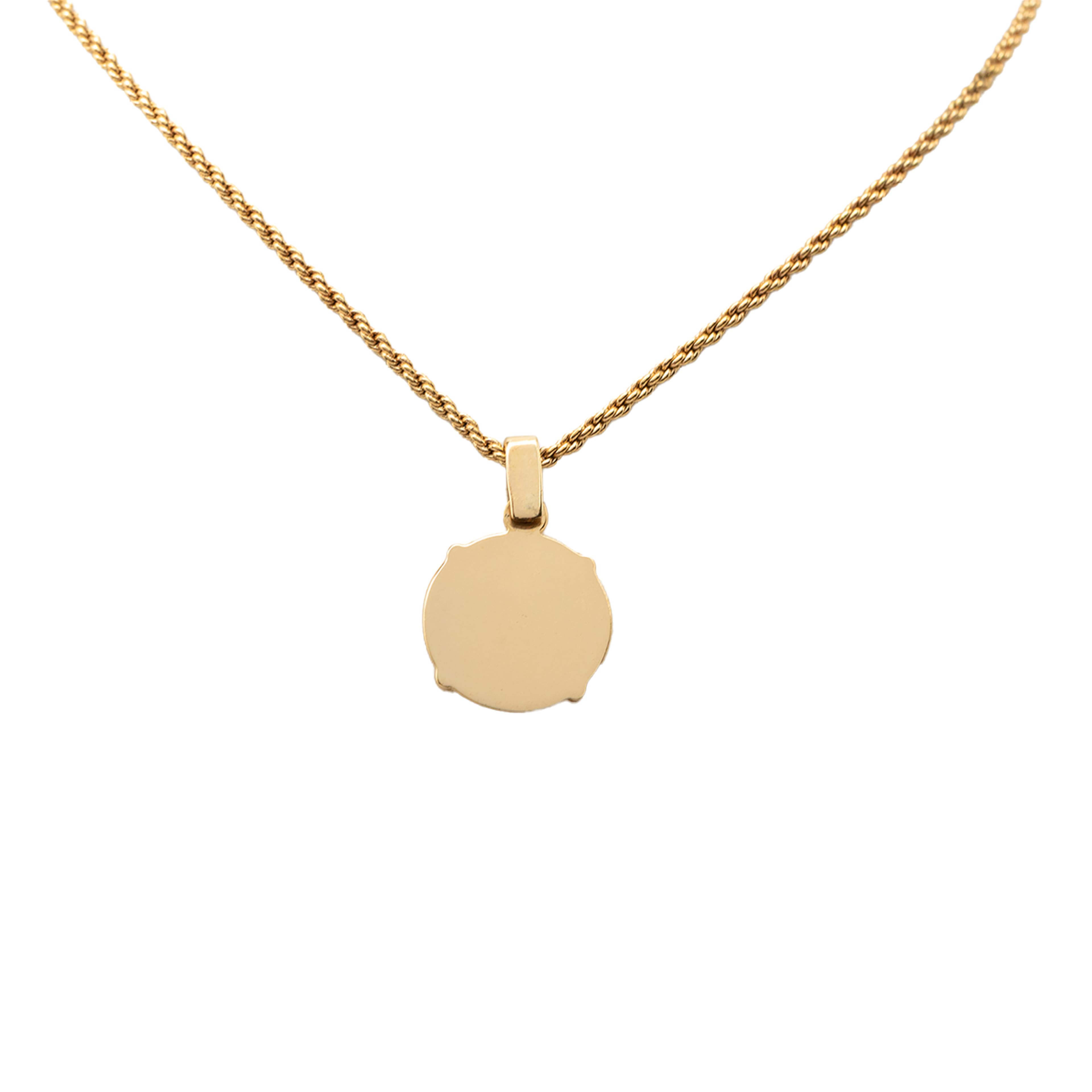 Dior Gold Plated Enamel Logo Round Pendant Necklace, från Luxclusif, i färgen guld. Klicka för att öppna bilden i stort format