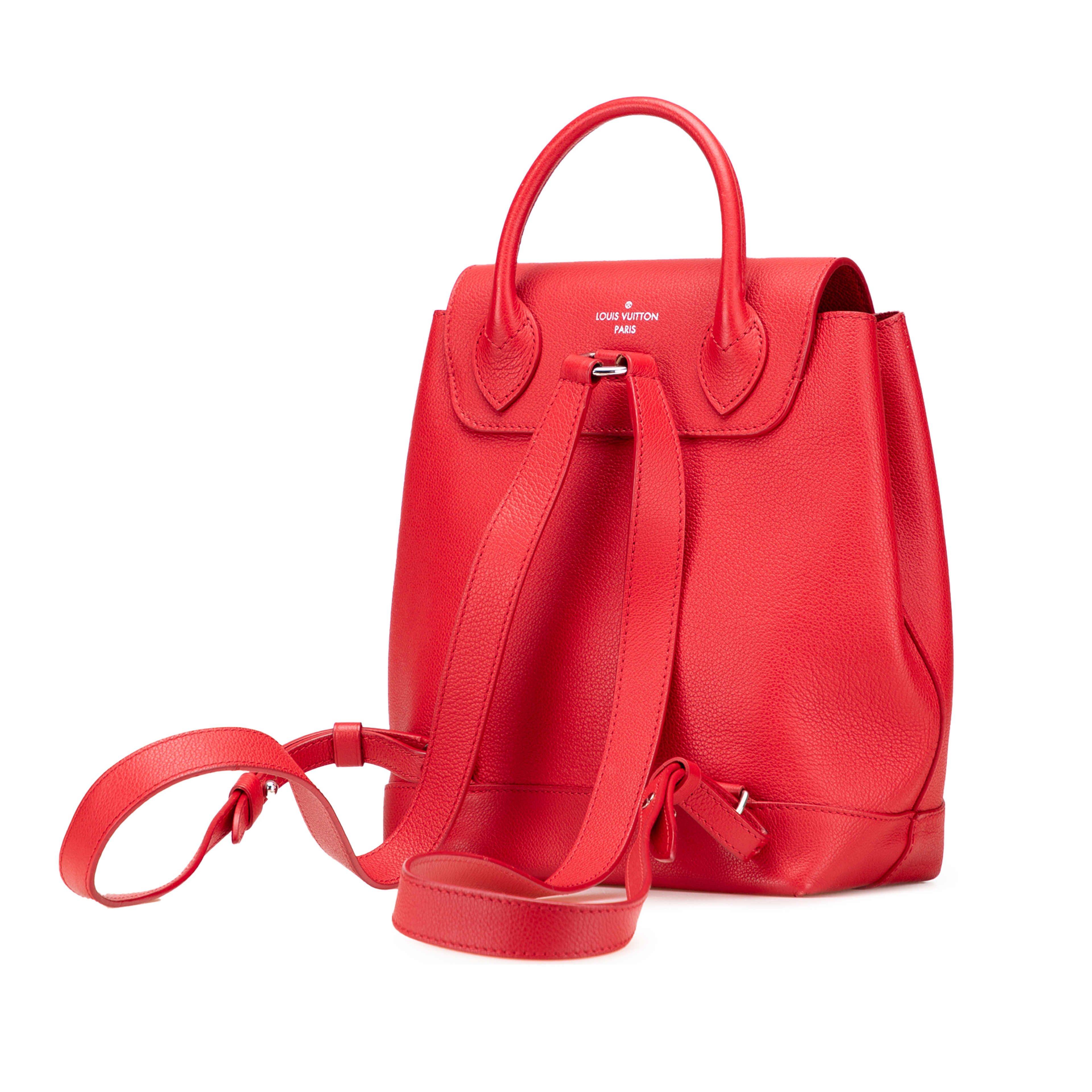 Louis Vuitton Taurillon Lockme Backpack, från Luxclusif, i färgen röd. Klicka för att öppna bilden i stort format