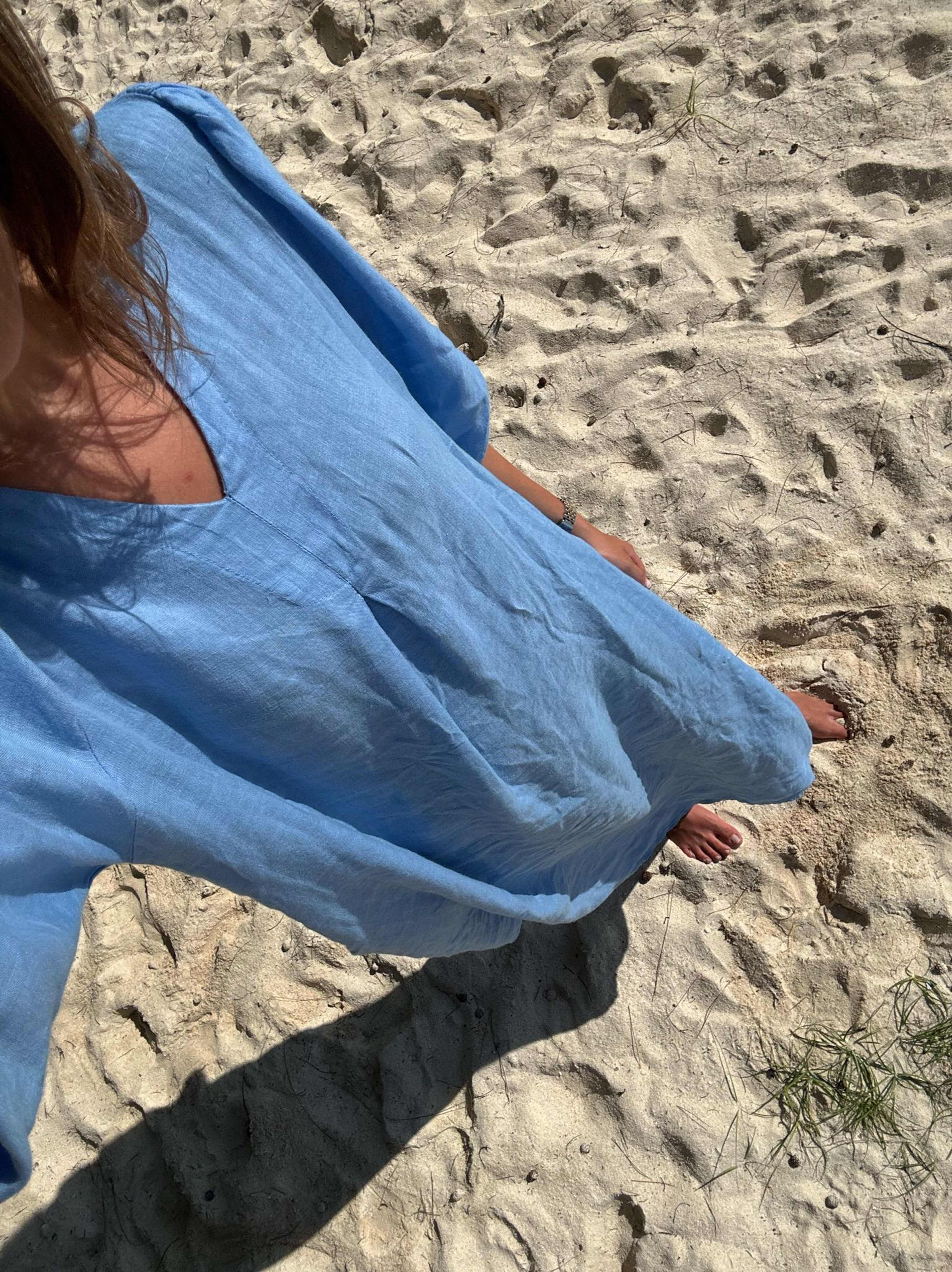 Ella, Dress, Linen - Little Boy Blue