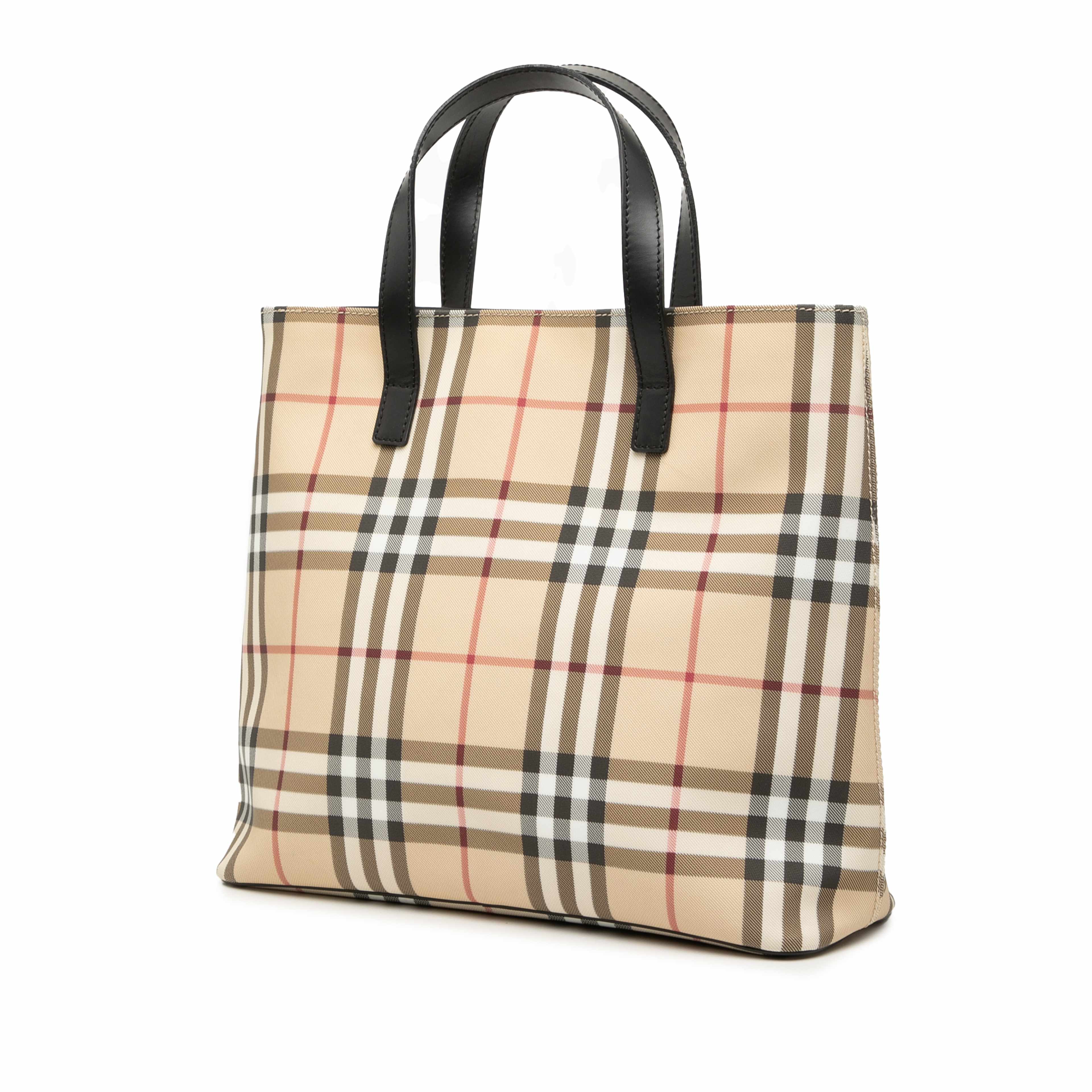 Burberry House Check Coated Canvas Tote, från Luxclusif, i färgen svart. Klicka för att öppna bilden i stort format