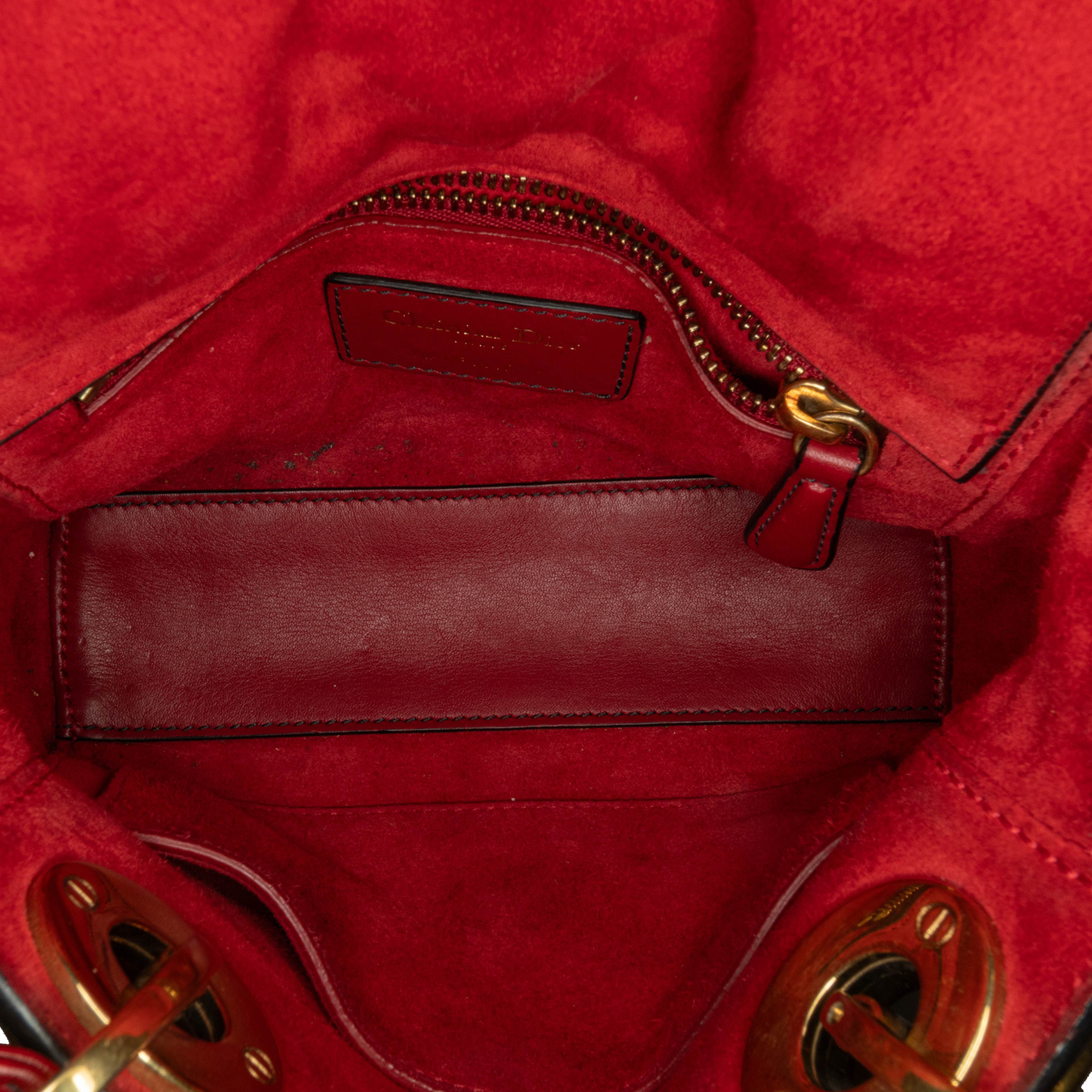 Dior Mini Lambskin Cannage Studded Supple Lady Dior