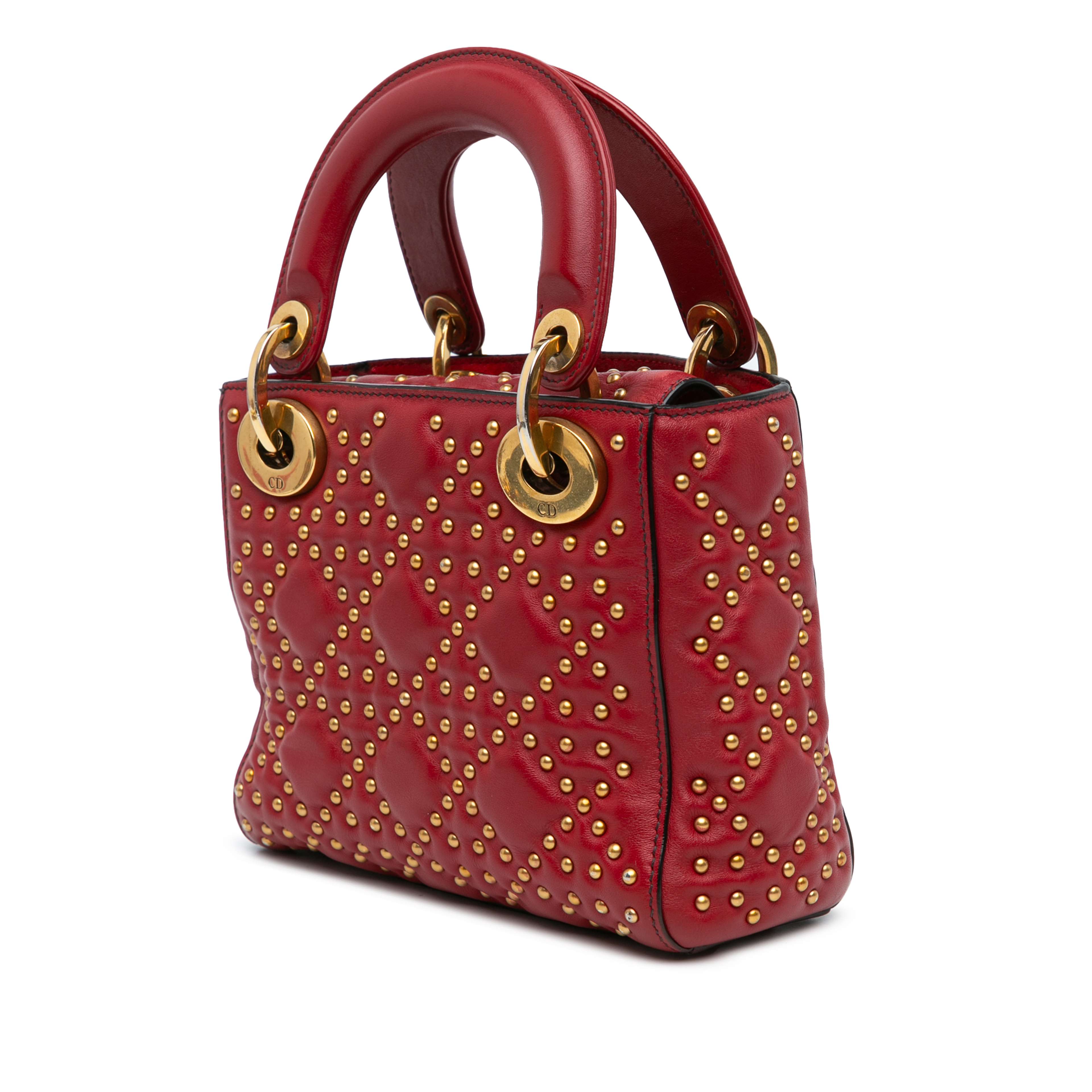 Dior Mini Lambskin Cannage Studded Supple Lady Dior