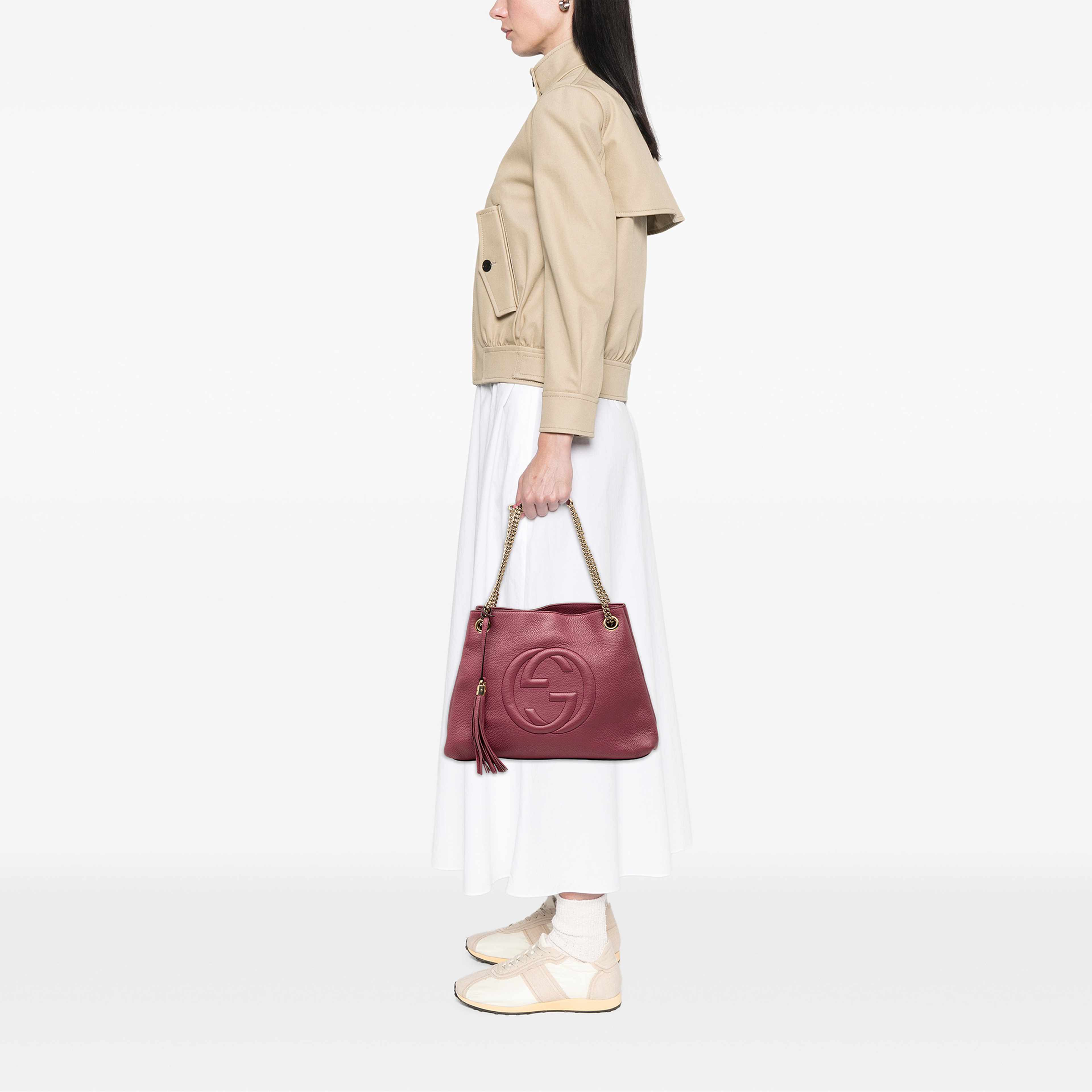 Gucci Medium Calfskin Soho Chain Tote, från Luxclusif, i färgen rosa. Klicka för att öppna bilden i stort format