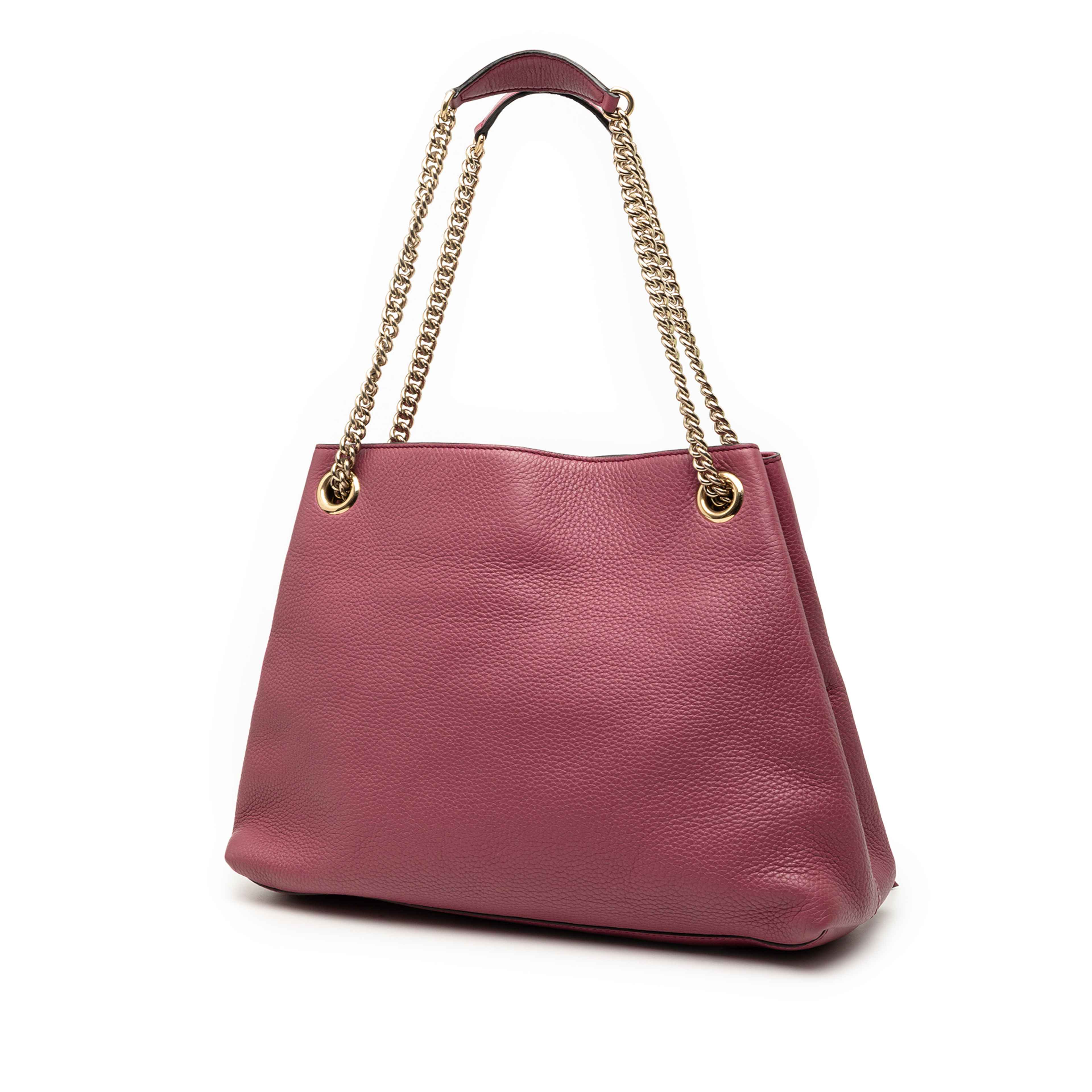 Gucci Medium Calfskin Soho Chain Tote, från Luxclusif, i färgen rosa. Klicka för att öppna bilden i stort format