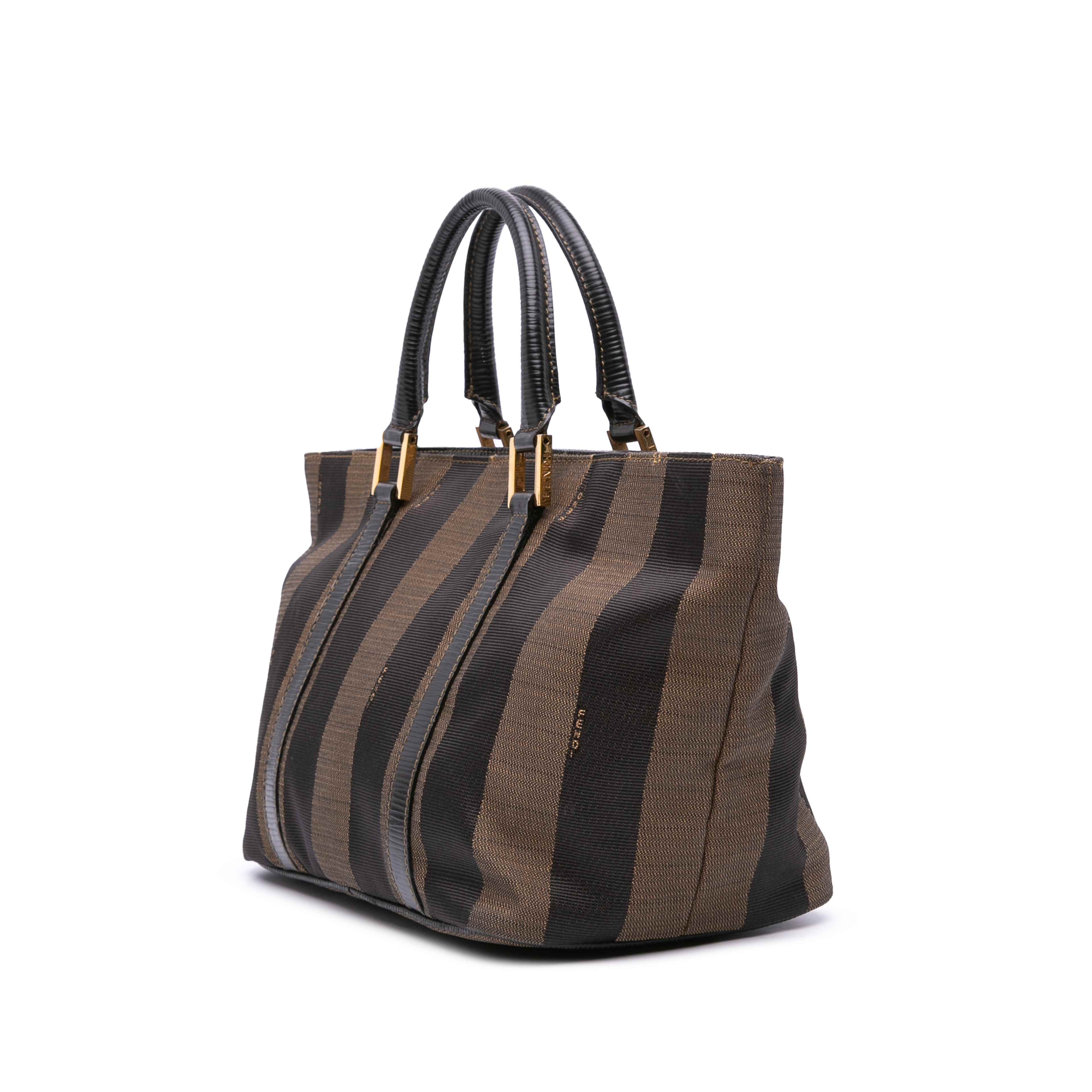 Fendi Pequin Canvas Handbag