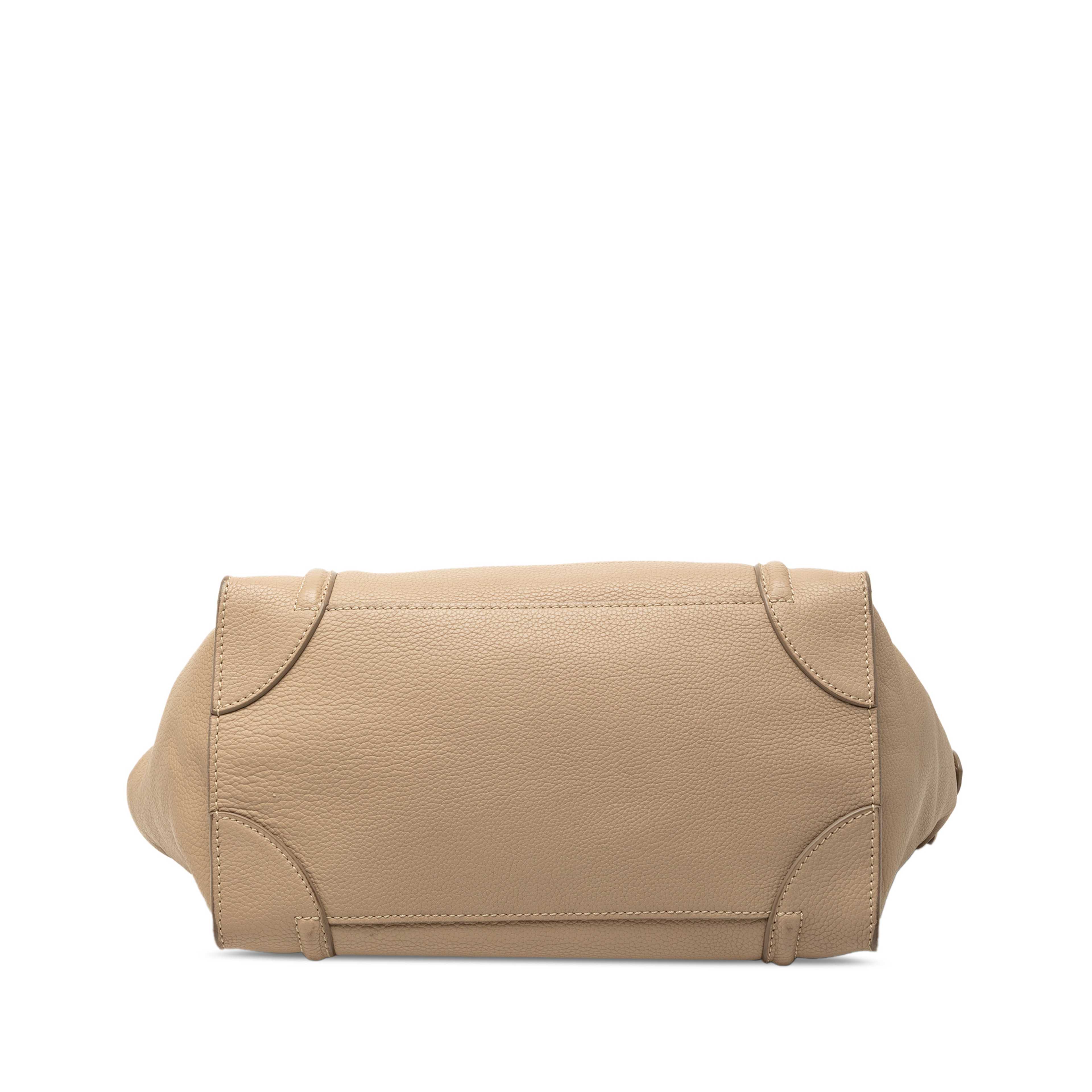 Celine Mini Grained Calfskin Luggage Tote, från Luxclusif, i färgen brun. Klicka för att öppna bilden i stort format