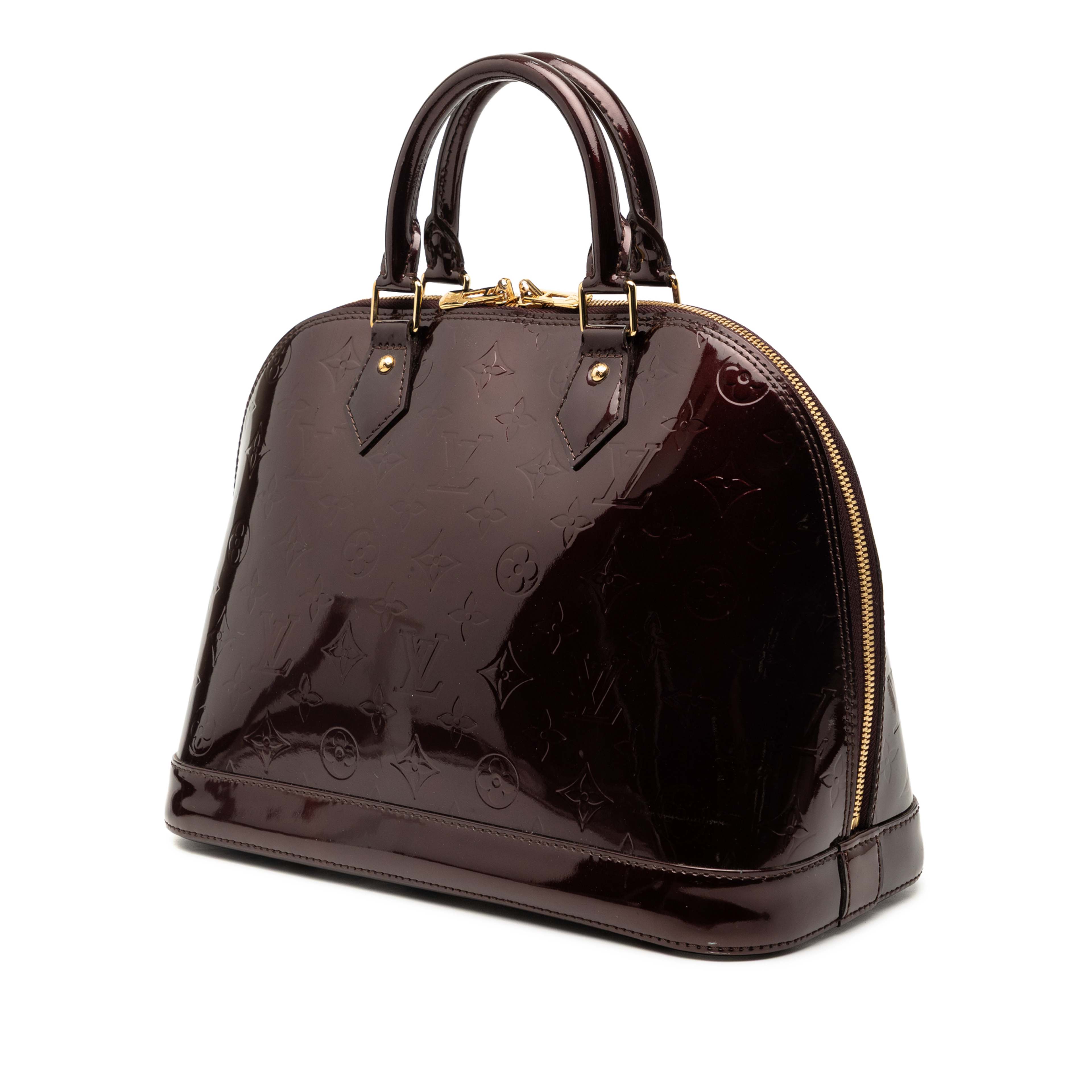 Louis Vuitton Monogram Vernis Alma Pm, från Luxclusif, i färgen plum. Klicka för att öppna bilden i stort format