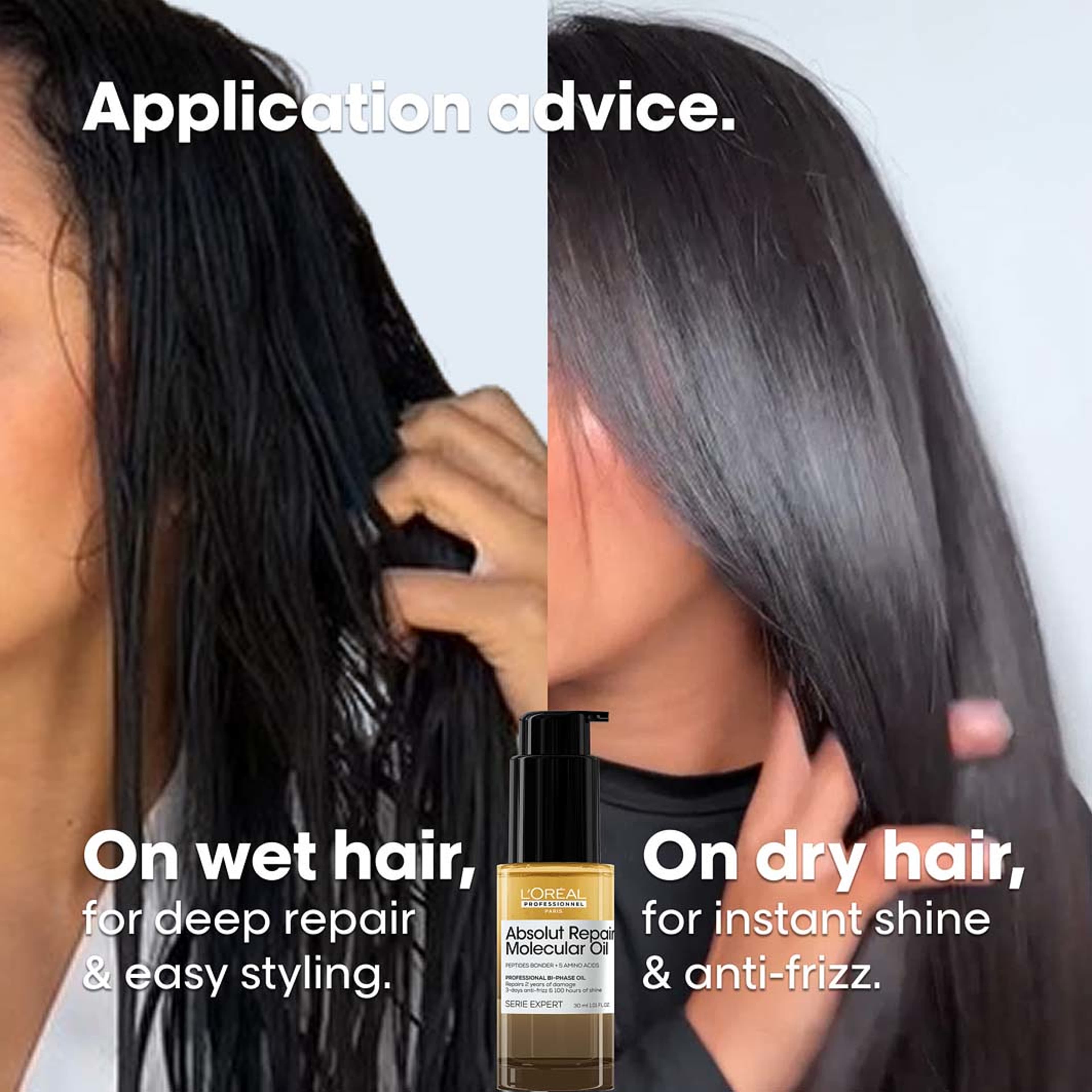 Absolut Repair Molecular Bi-phase Oil, från L’Oréal Professionnel. Klicka för att öppna bilden i stort format