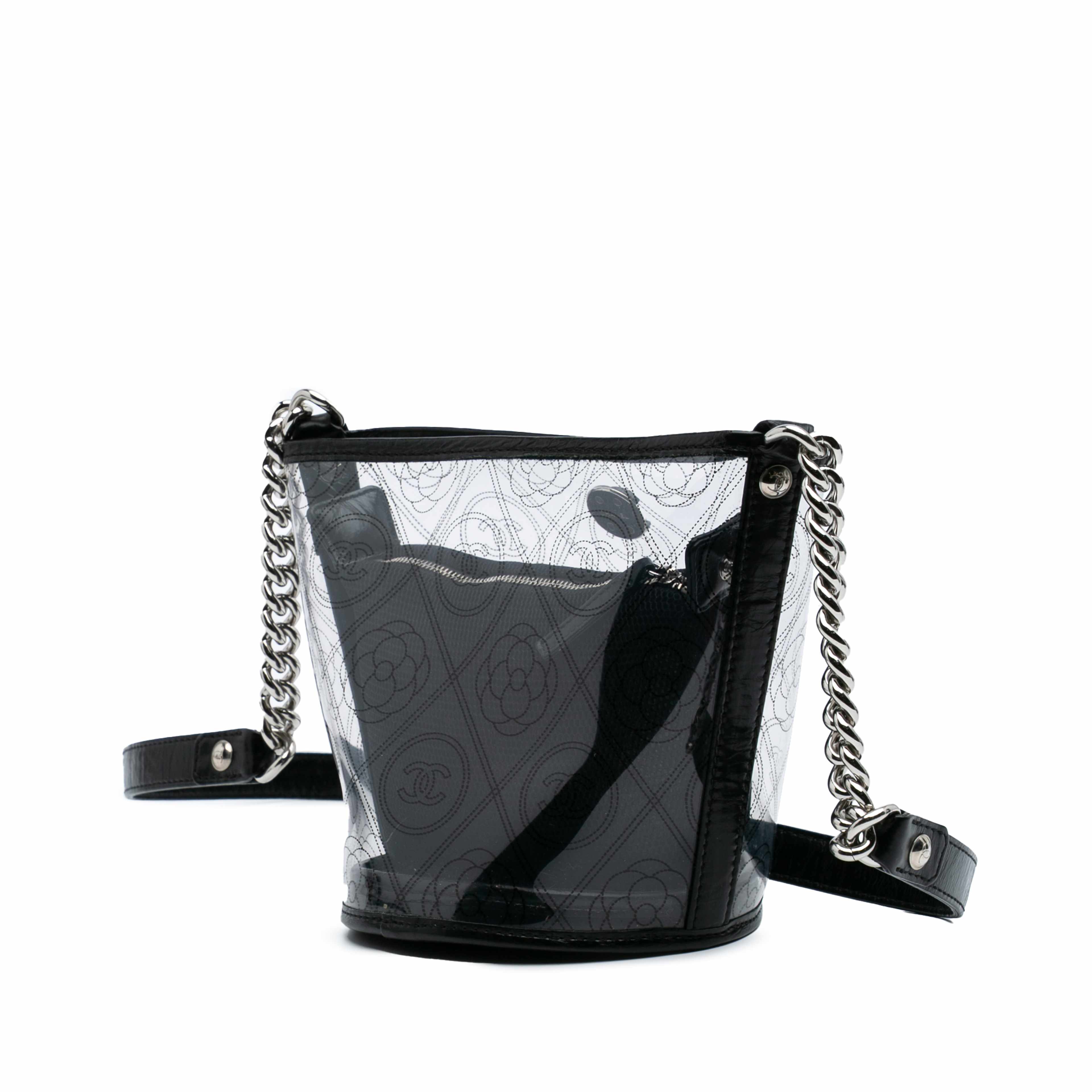 Chanel Small Pvc And Crumpled Calfskin Camellia Coco Bucket Bag