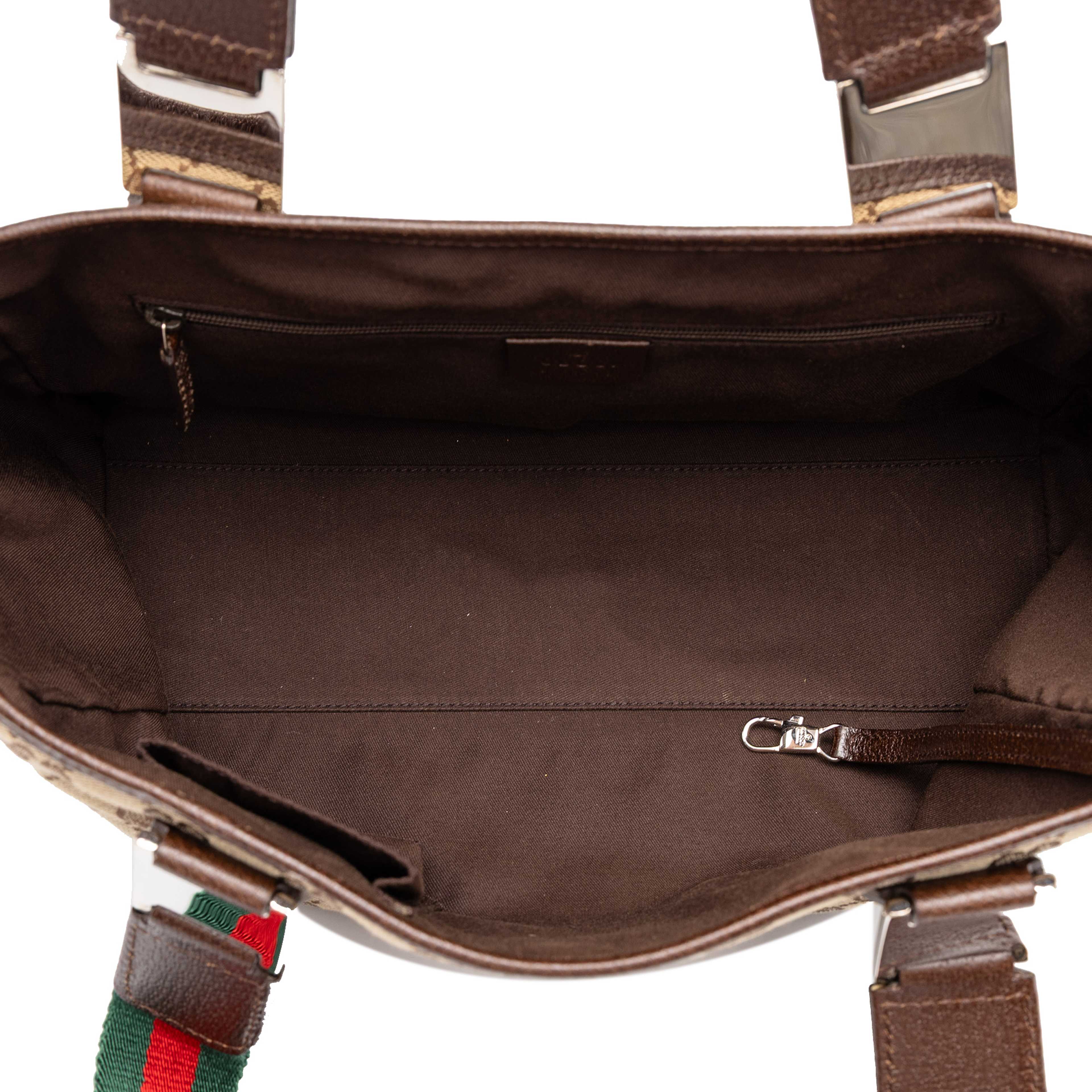 Gucci Gg Canvas Web Horsebit Tote, från Luxclusif, i färgen beige. Klicka för att öppna bilden i stort format