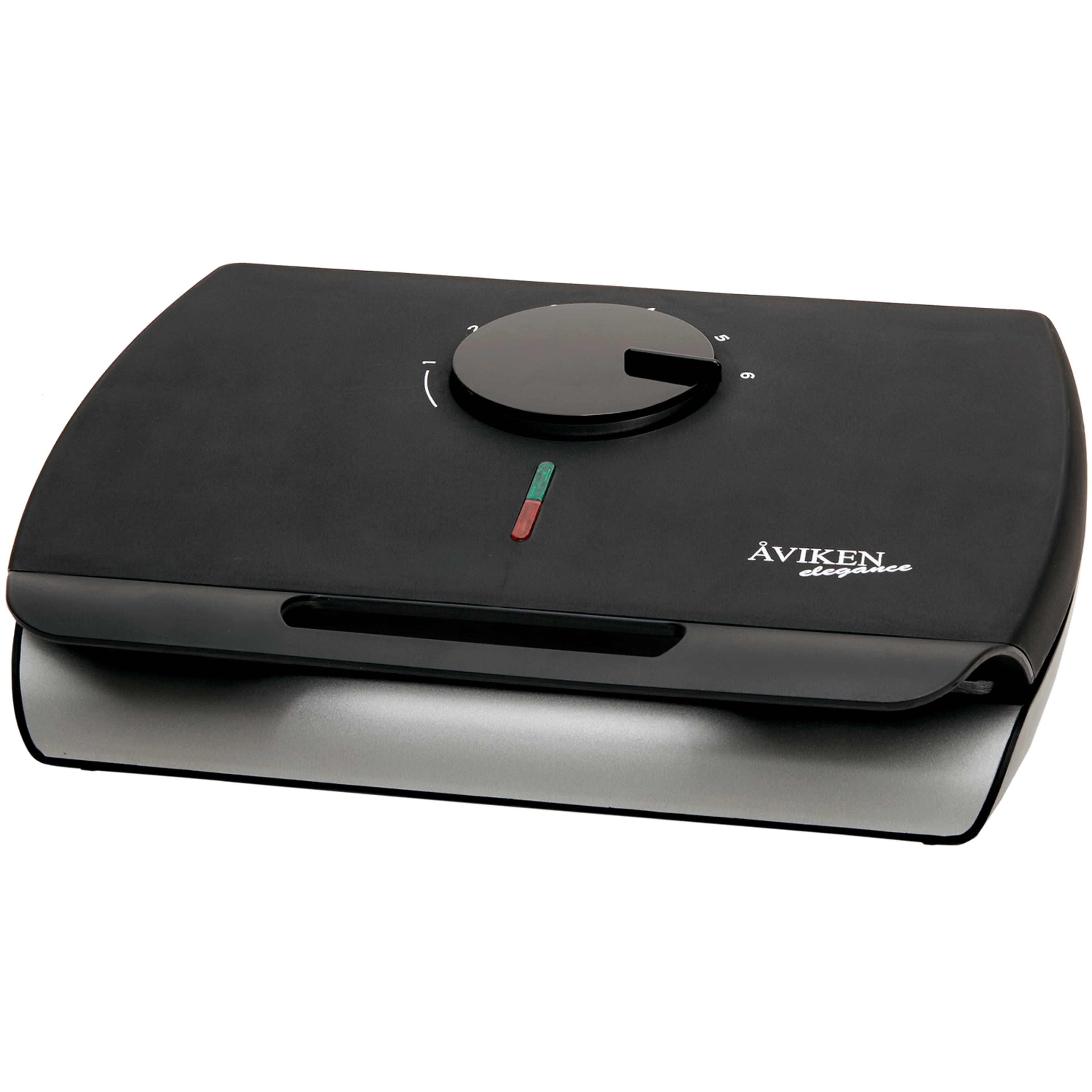 Våffeljärn Dubbelt Elegance 910 Keramiskt, från Åviken, i färgen svart/silver. Klicka för att öppna bilden i stort format