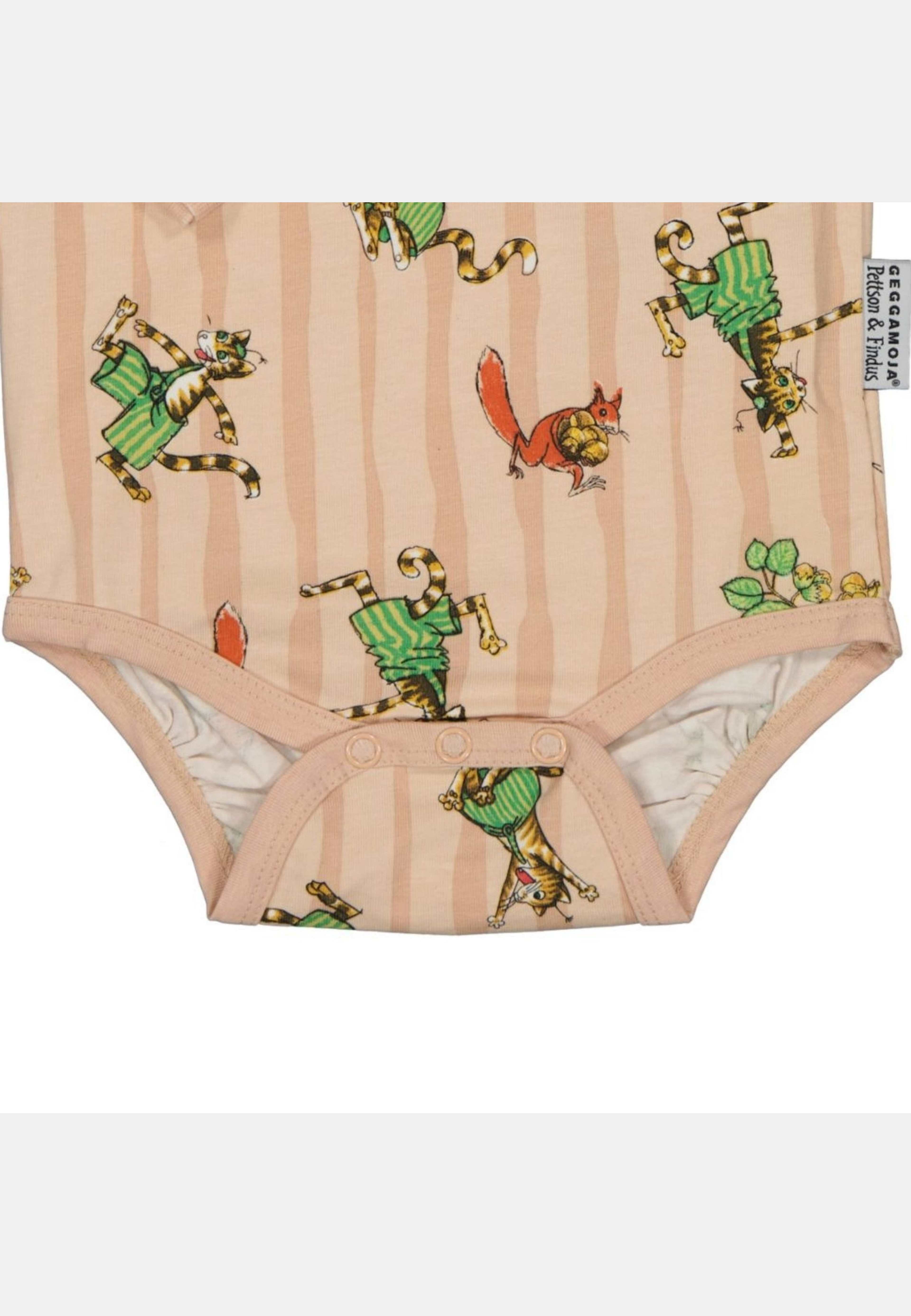 Långärmad Body Pettson Och Findus, från Geggamoja, i färgen pink stripe. Klicka för att öppna bilden i stort format