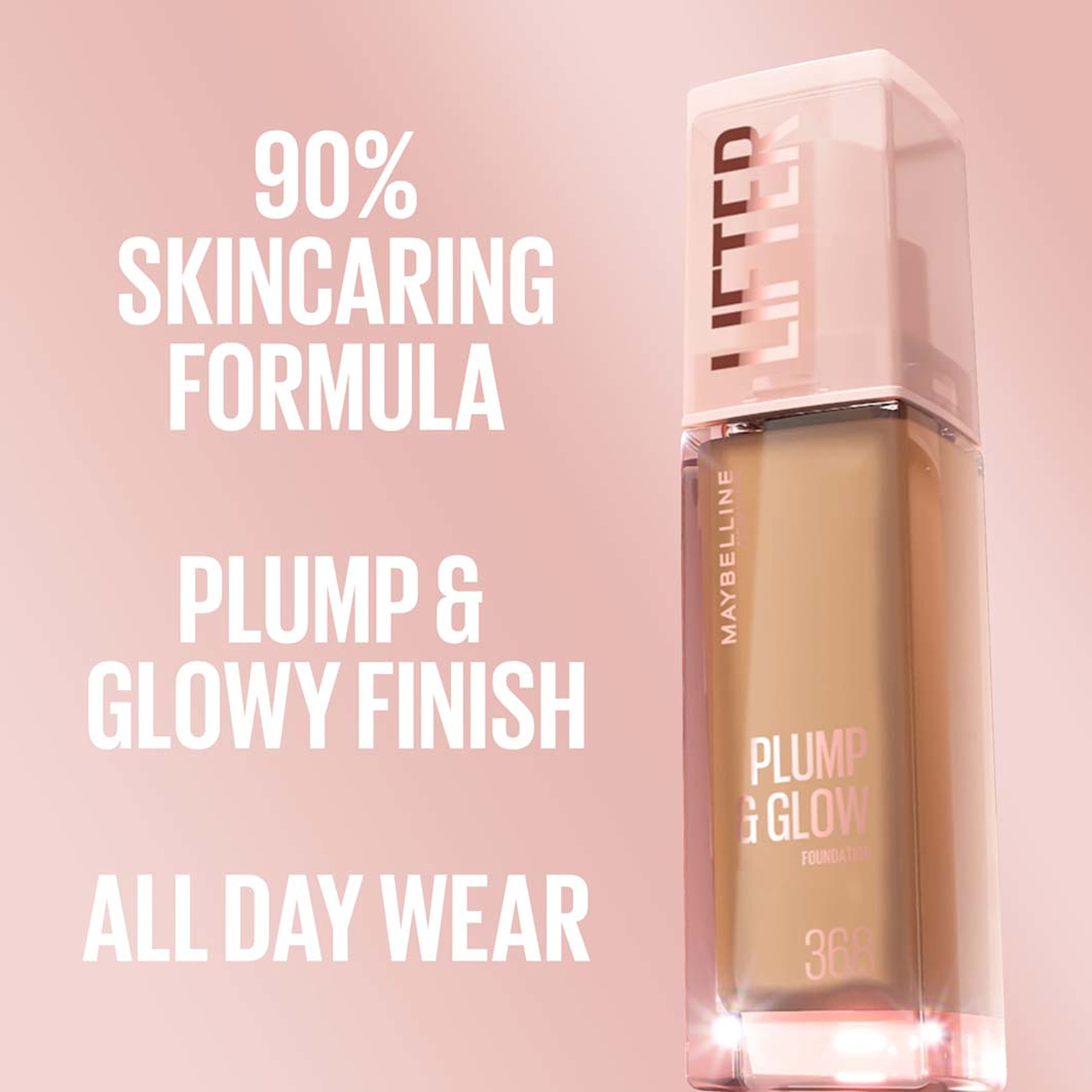 Lifter Plump & Glow Foundation, från Maybelline, i färgen 368. Klicka för att öppna bilden i stort format