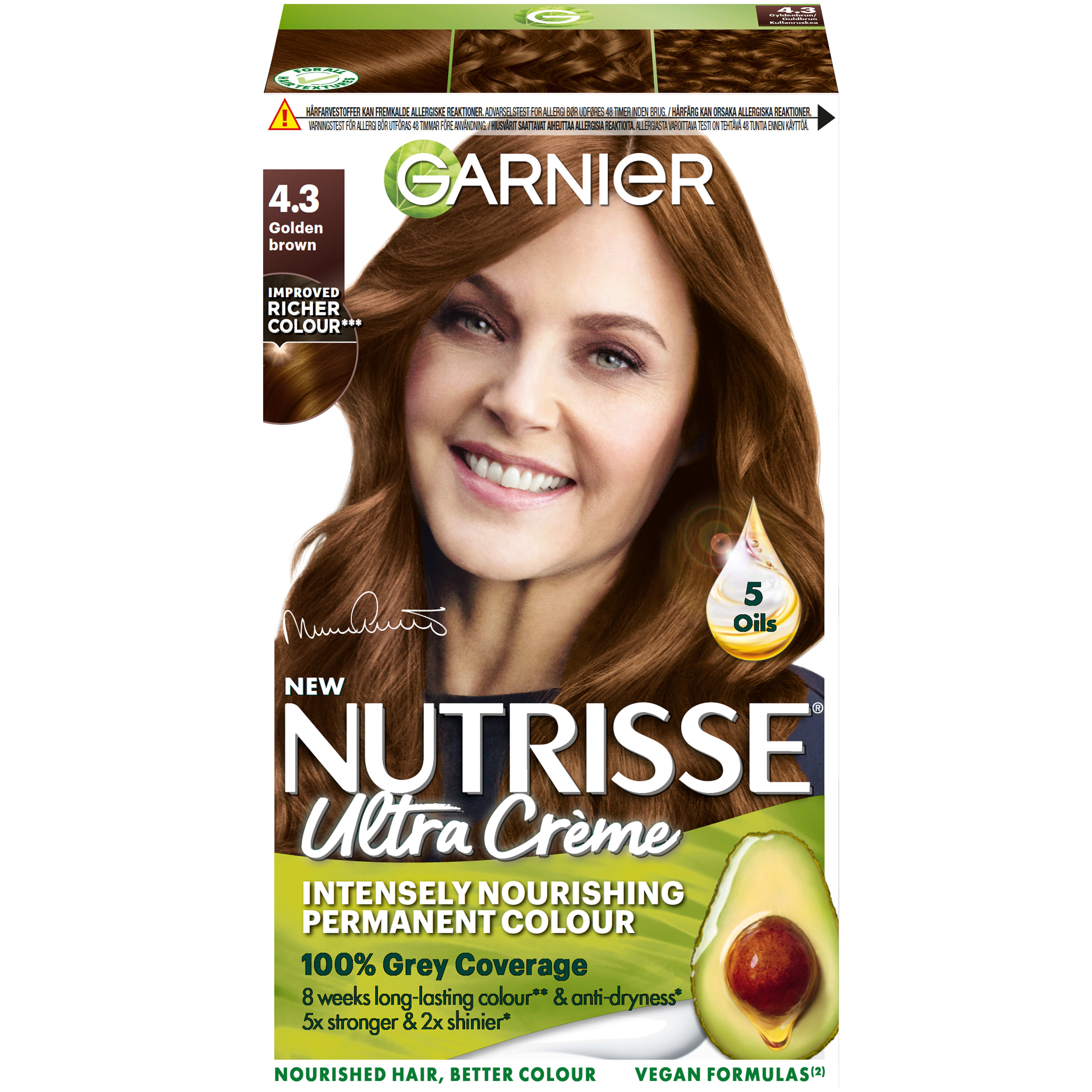 Nutrisse Permanent Nourishing Hair Color Nivå 3, från Garnier, i färgen Golden Brown. Klicka för att öppna bilden i stort format