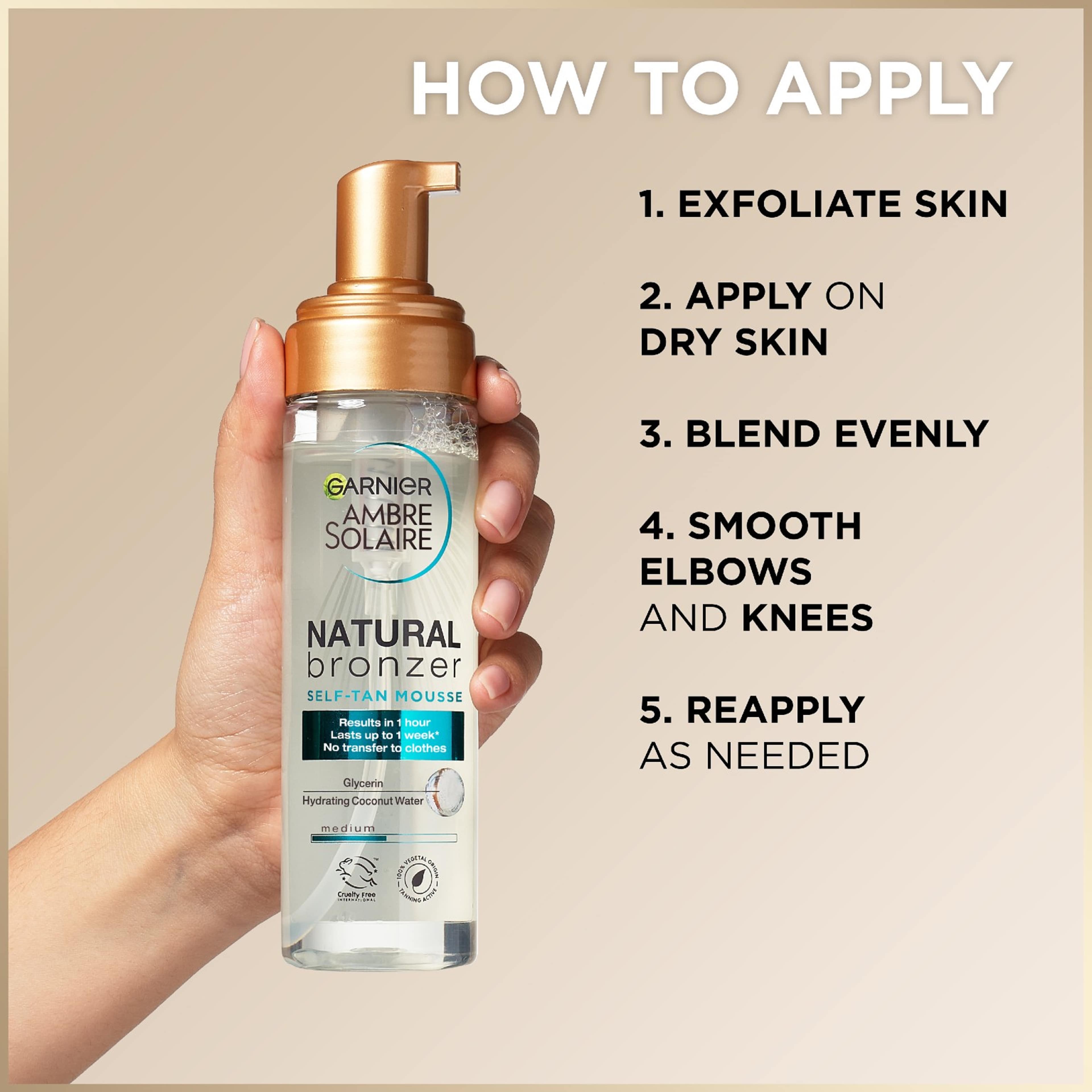 Ambre Solaire Natural Bronzer Self Tan Mousse, från Garnier. Klicka för att öppna bilden i stort format