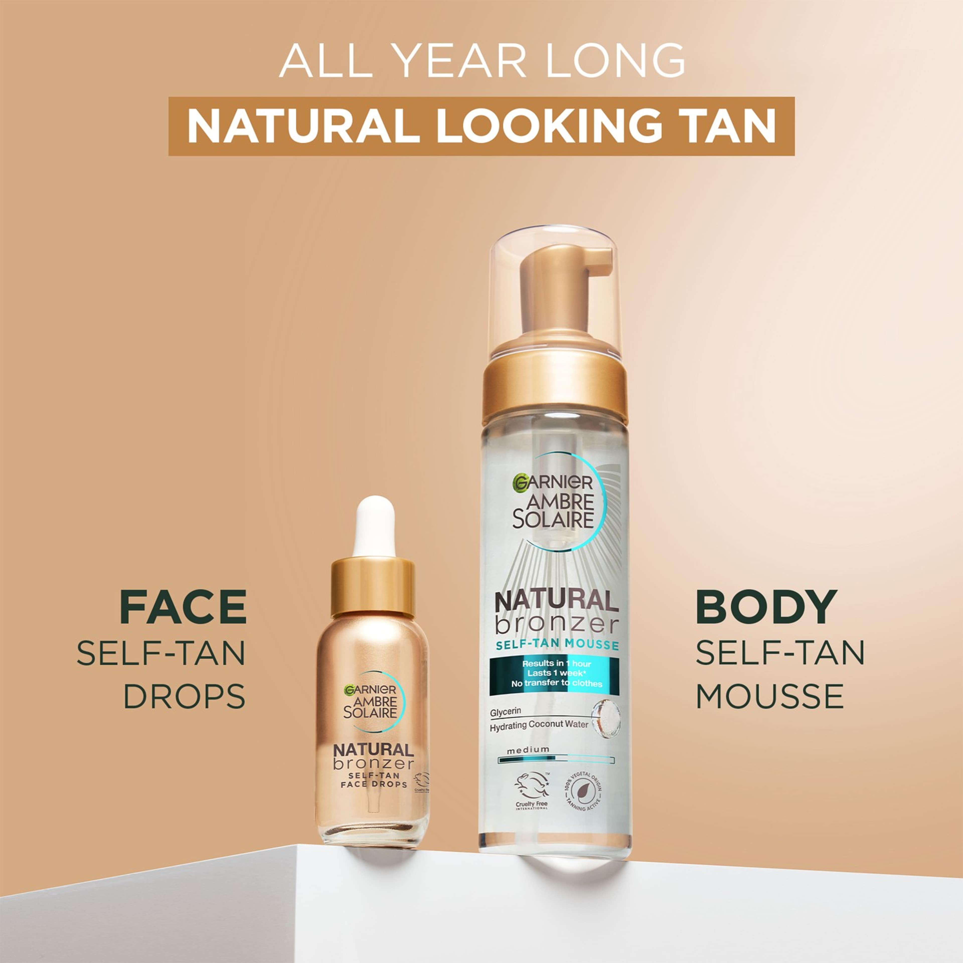 Ambre Solaire Natural Bronzer Self Tan Mousse, från Garnier. Klicka för att öppna bilden i stort format