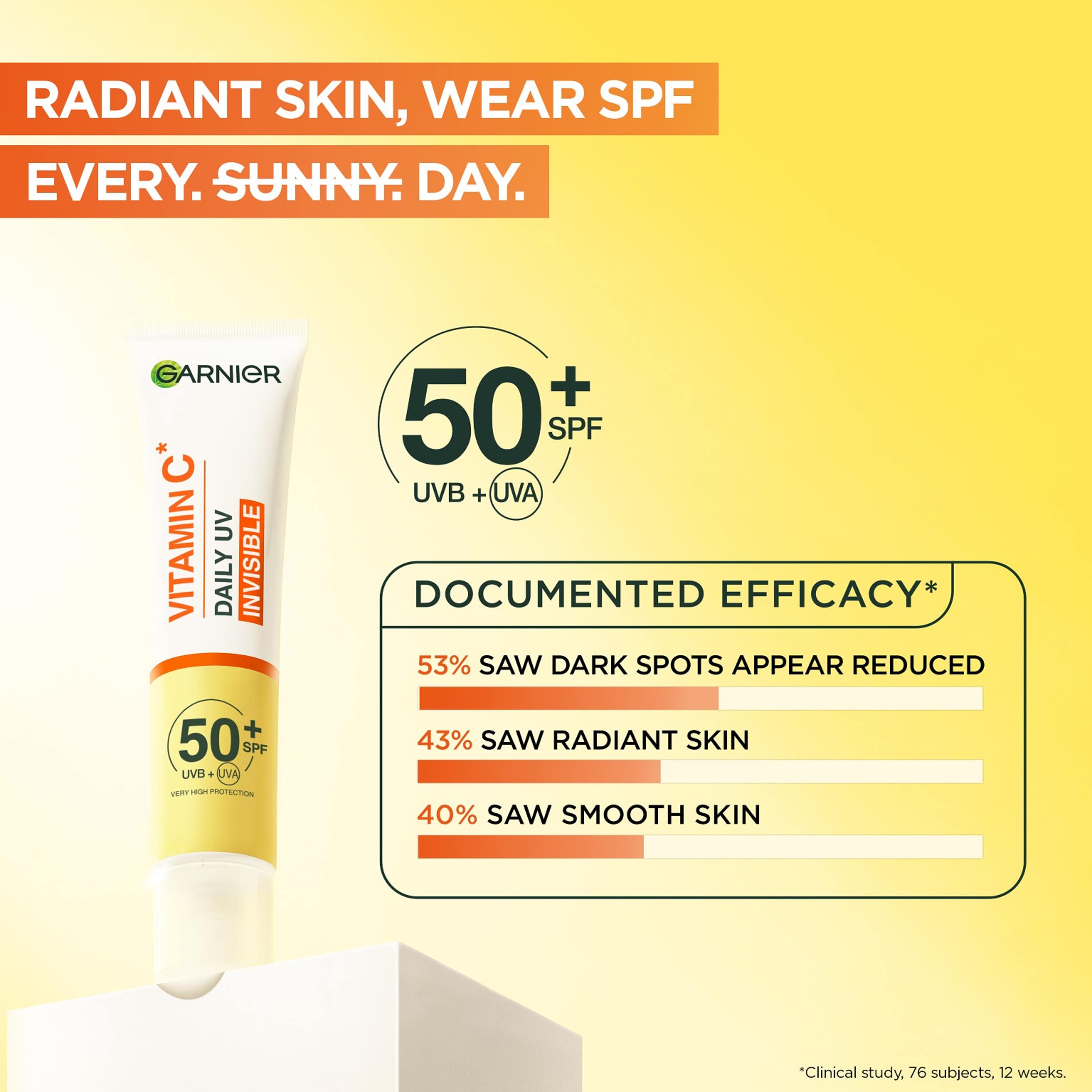 Skin Active Vitamin C Daily Fluid SPF50+, från Garnier. Klicka för att öppna bilden i stort format
