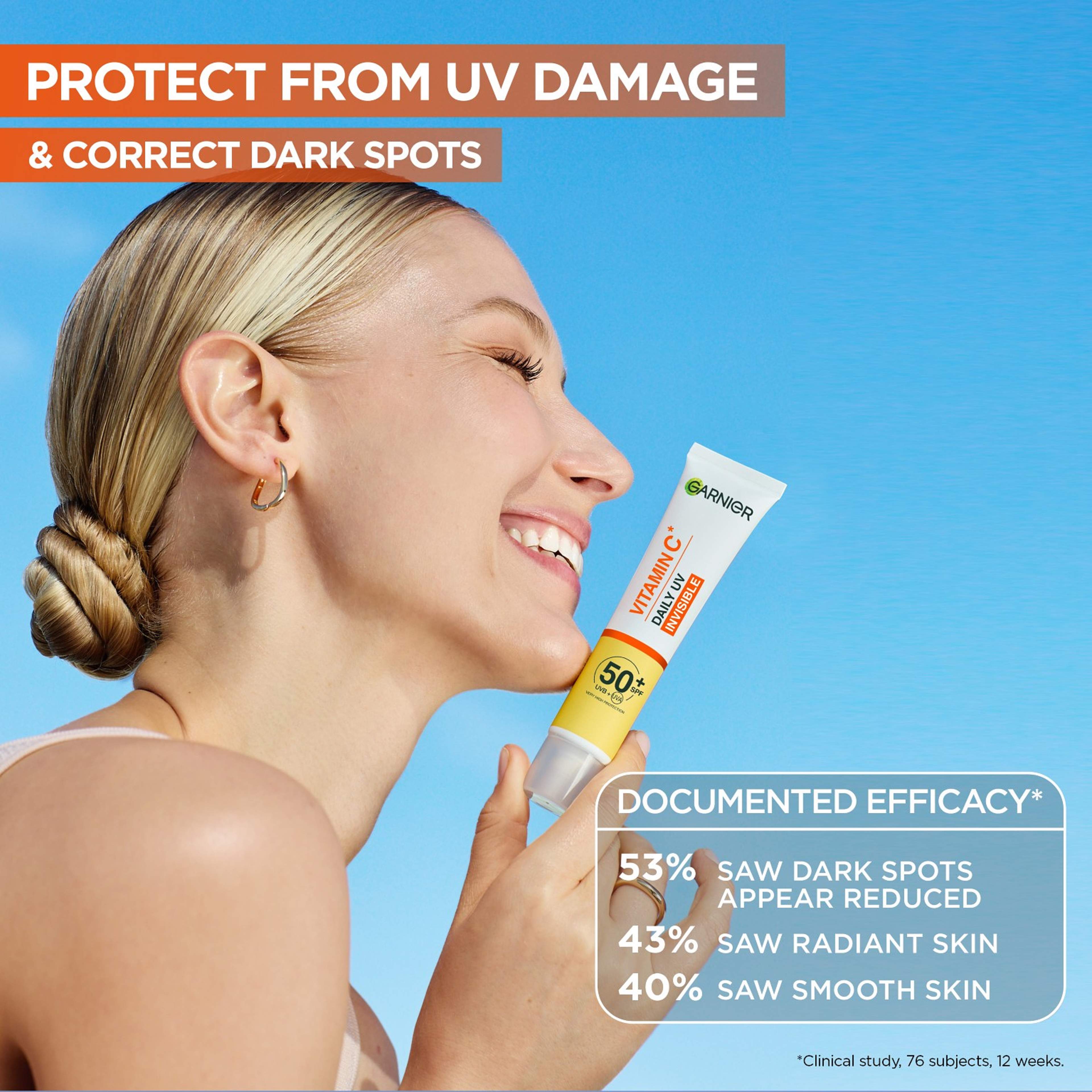 Skin Active Vitamin C Daily Fluid SPF50+, från Garnier. Klicka för att öppna bilden i stort format