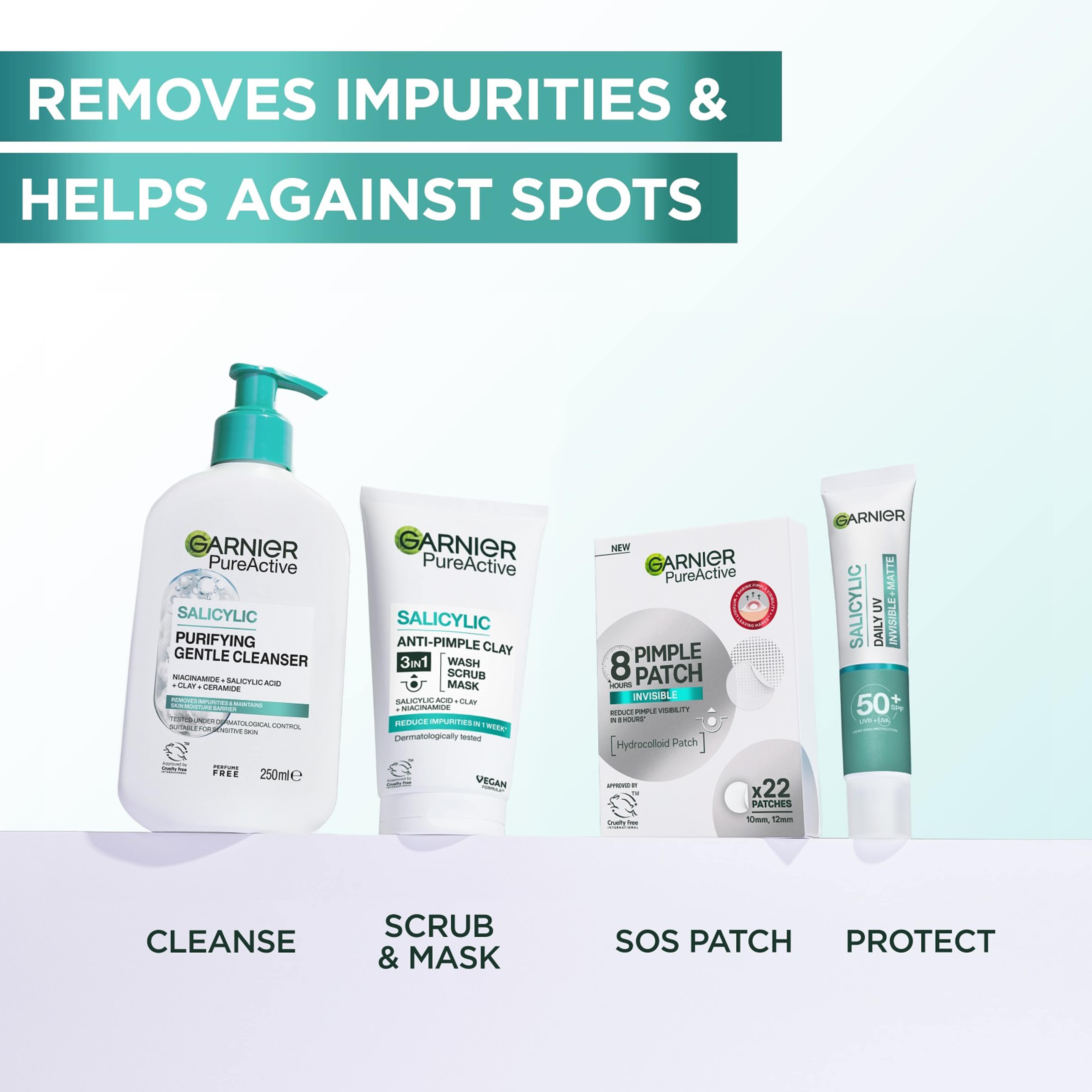 Day cream Pure Active BHA + Niacinamide UV Daily Fluid SPF50+, från Garnier. Klicka för att öppna bilden i stort format