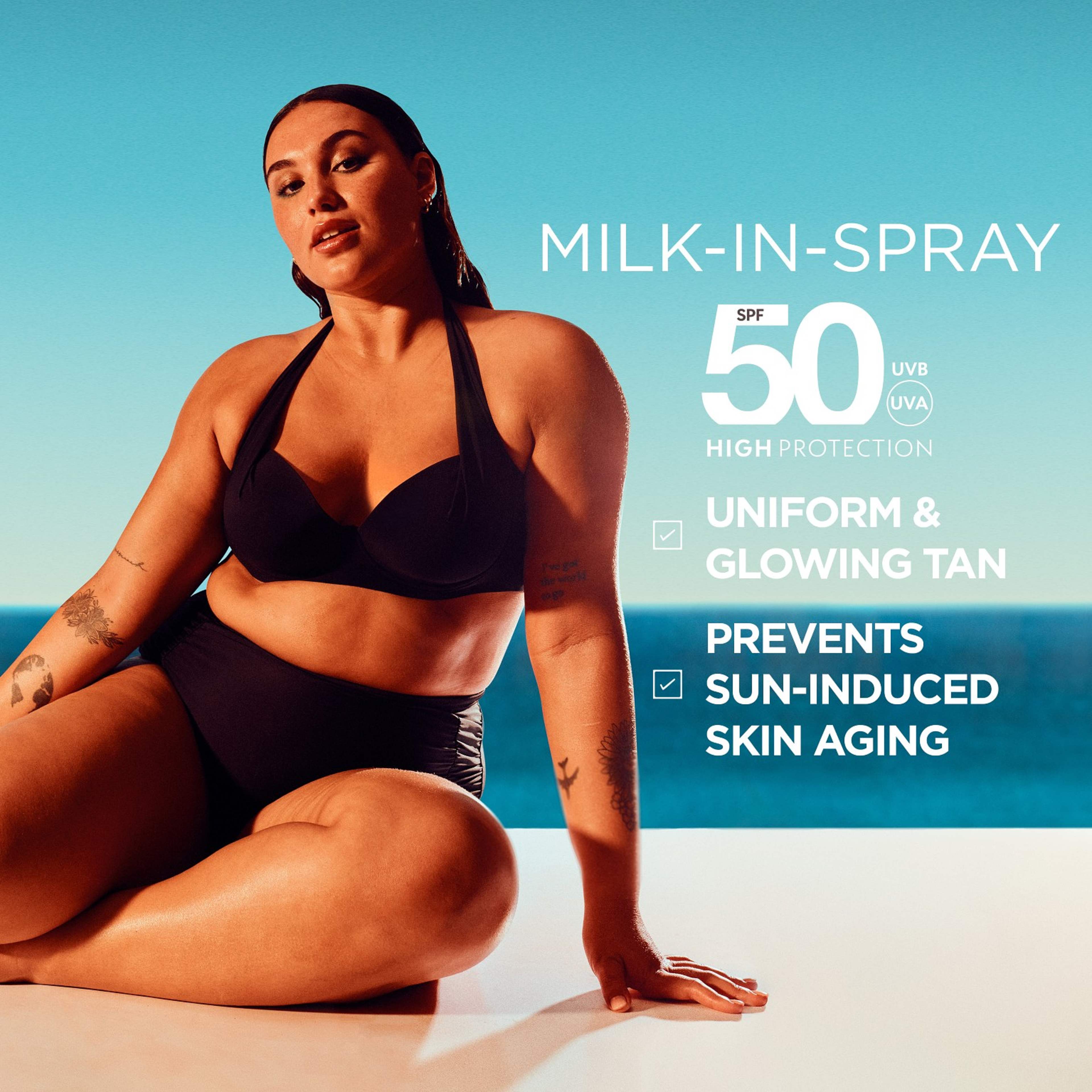 Ambre Solaire Ideal Bronze Milk-In-Spray SPF30, från Garnier. Klicka för att öppna bilden i stort format