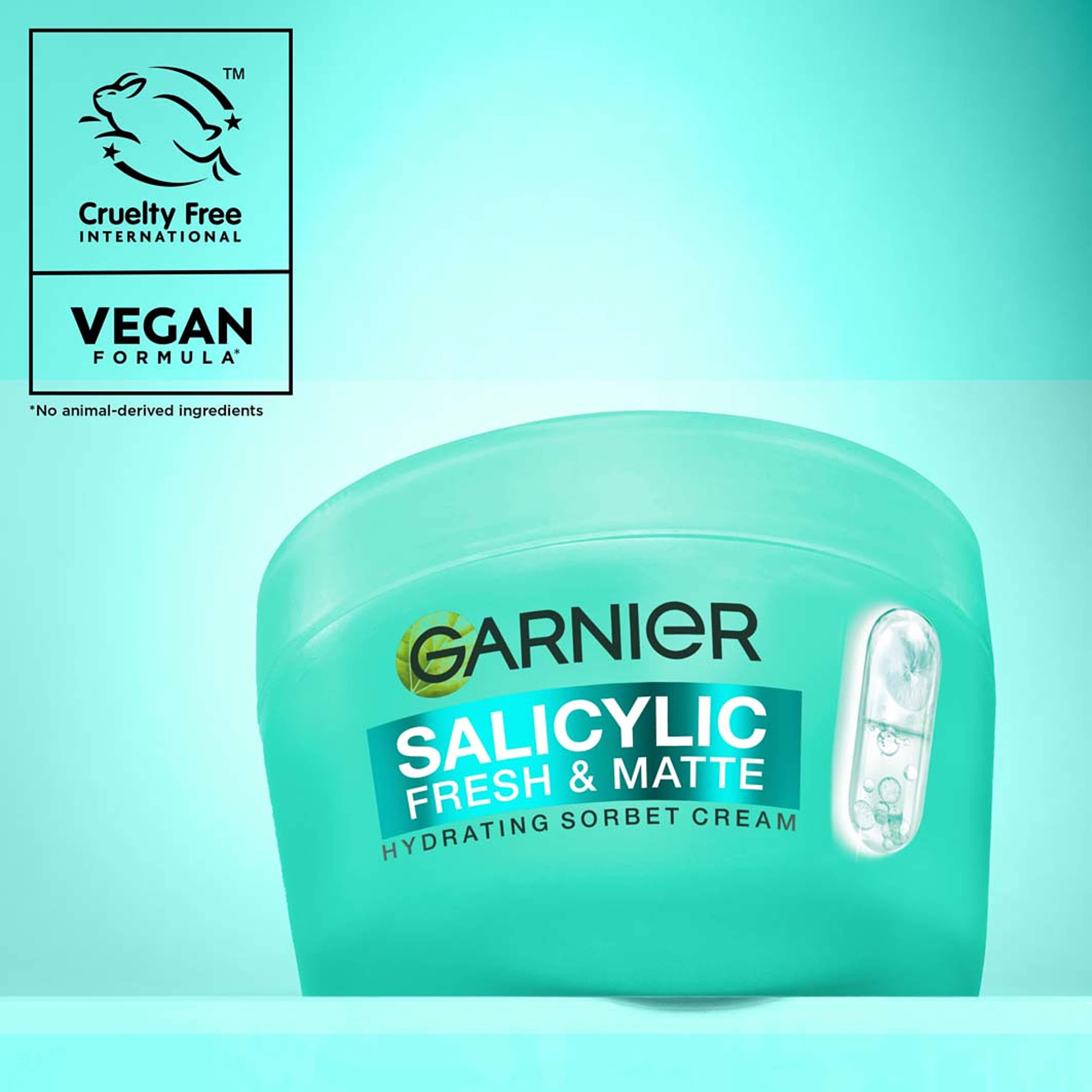 Salicylic Fresh & Matte Hydrating Sorbet Cream, från Garnier. Klicka för att öppna bilden i stort format