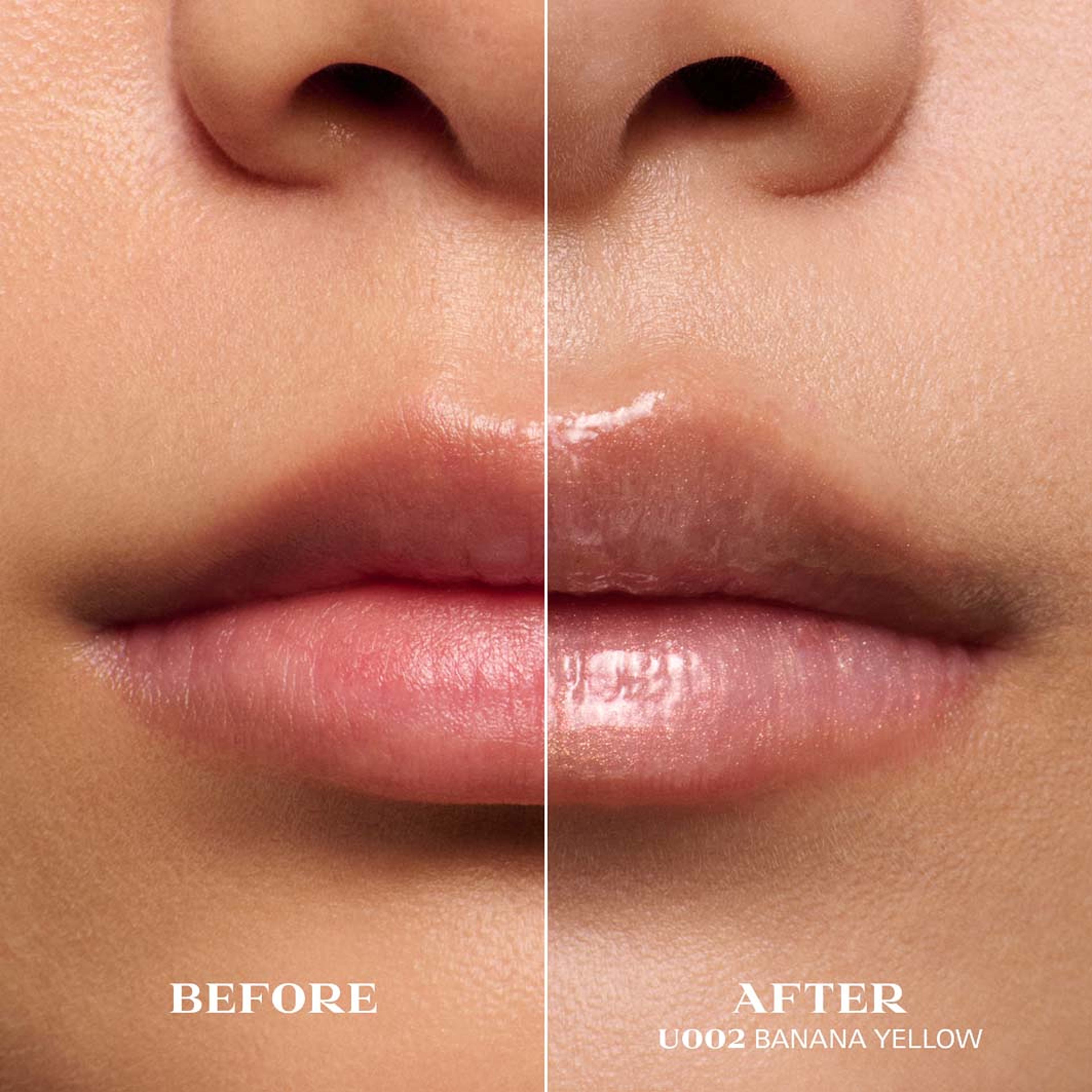 Reflection Glossy Liquid Balm, från Prada, i färgen U002 Banana Yellow. Klicka för att öppna bilden i stort format