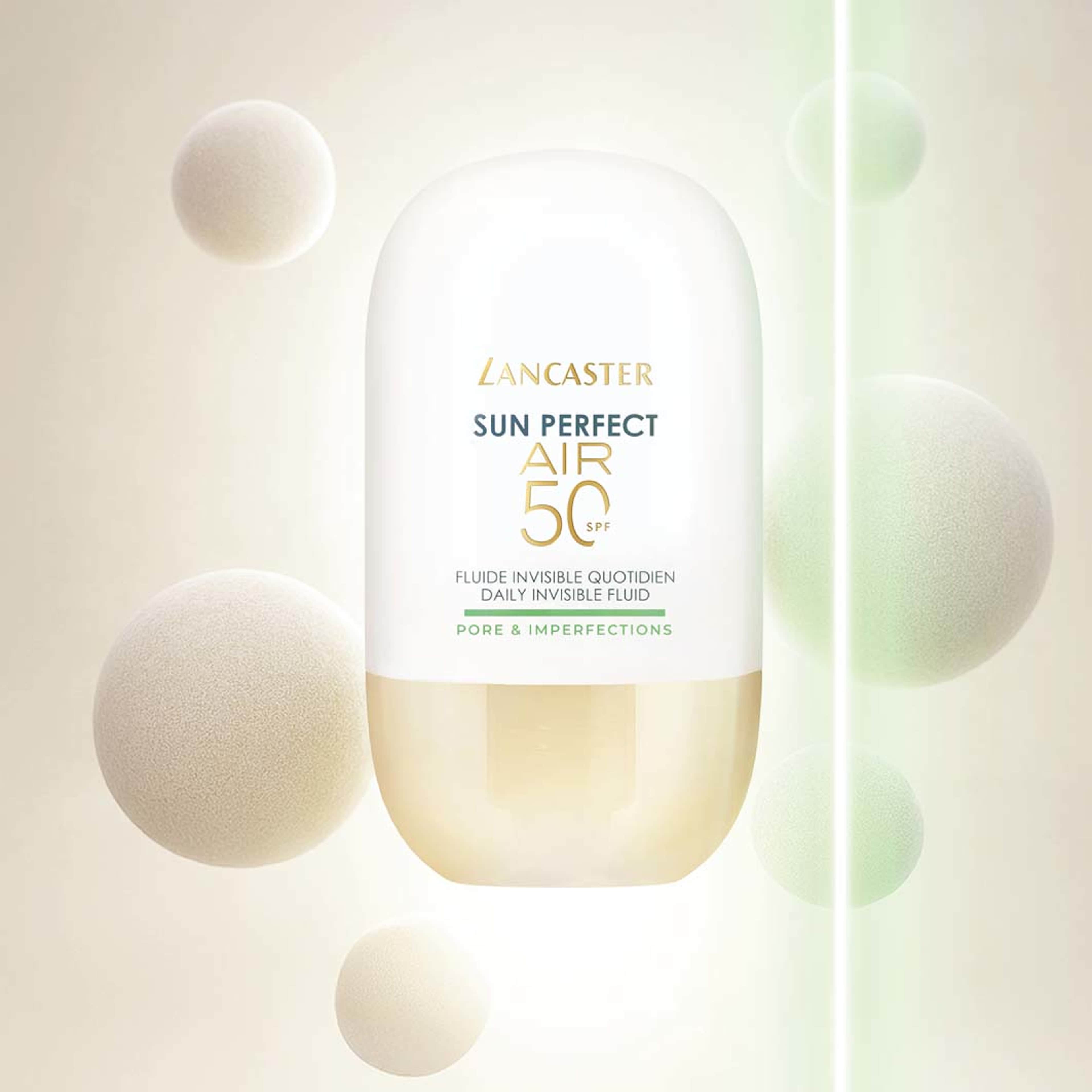 Sun Perfect Air Daily Invisible Fluid Pore & Imperfections SPF50, från Lancaster. Klicka för att öppna bilden i stort format