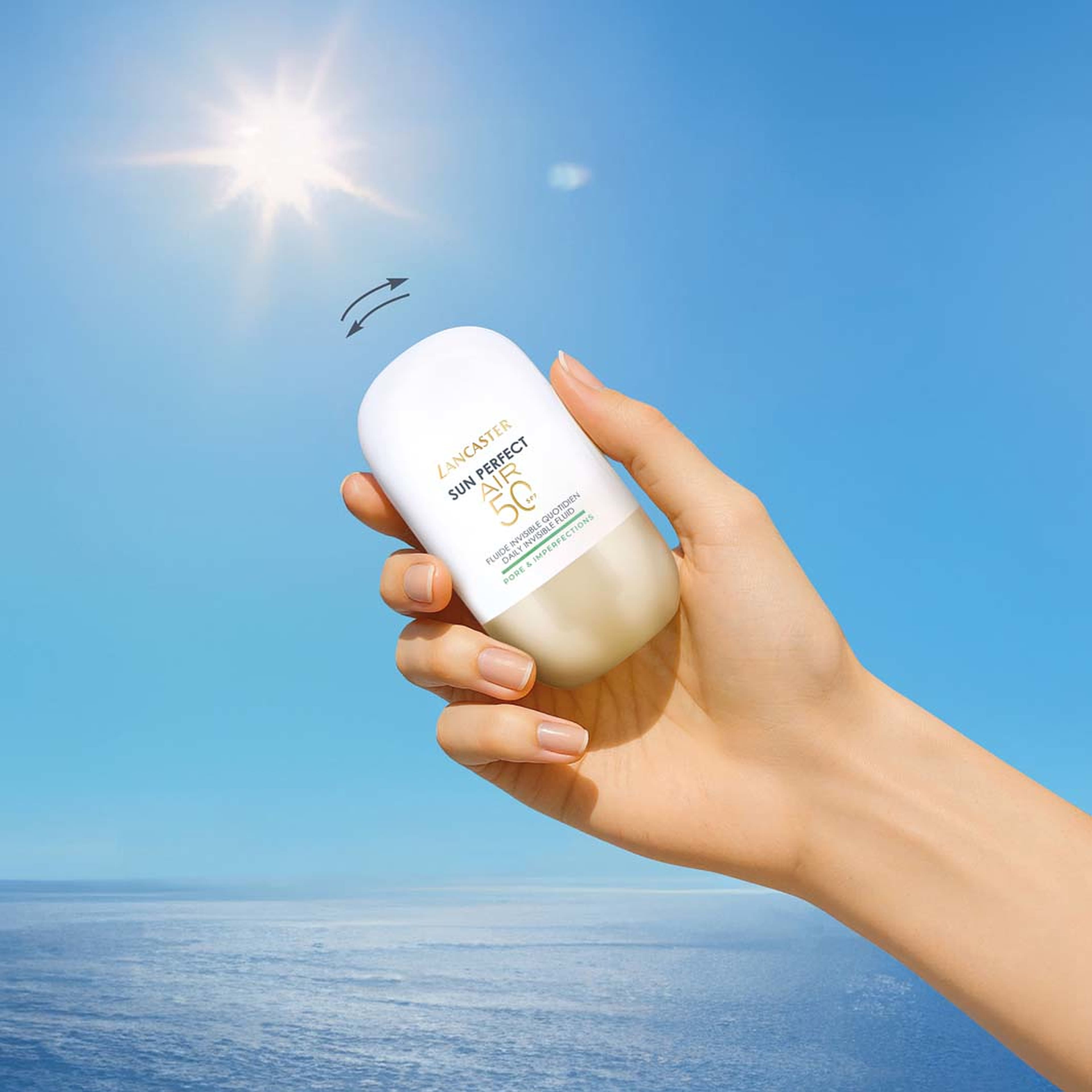 Sun Perfect Air Daily Invisible Fluid Pore & Imperfections SPF50, från Lancaster. Klicka för att öppna bilden i stort format