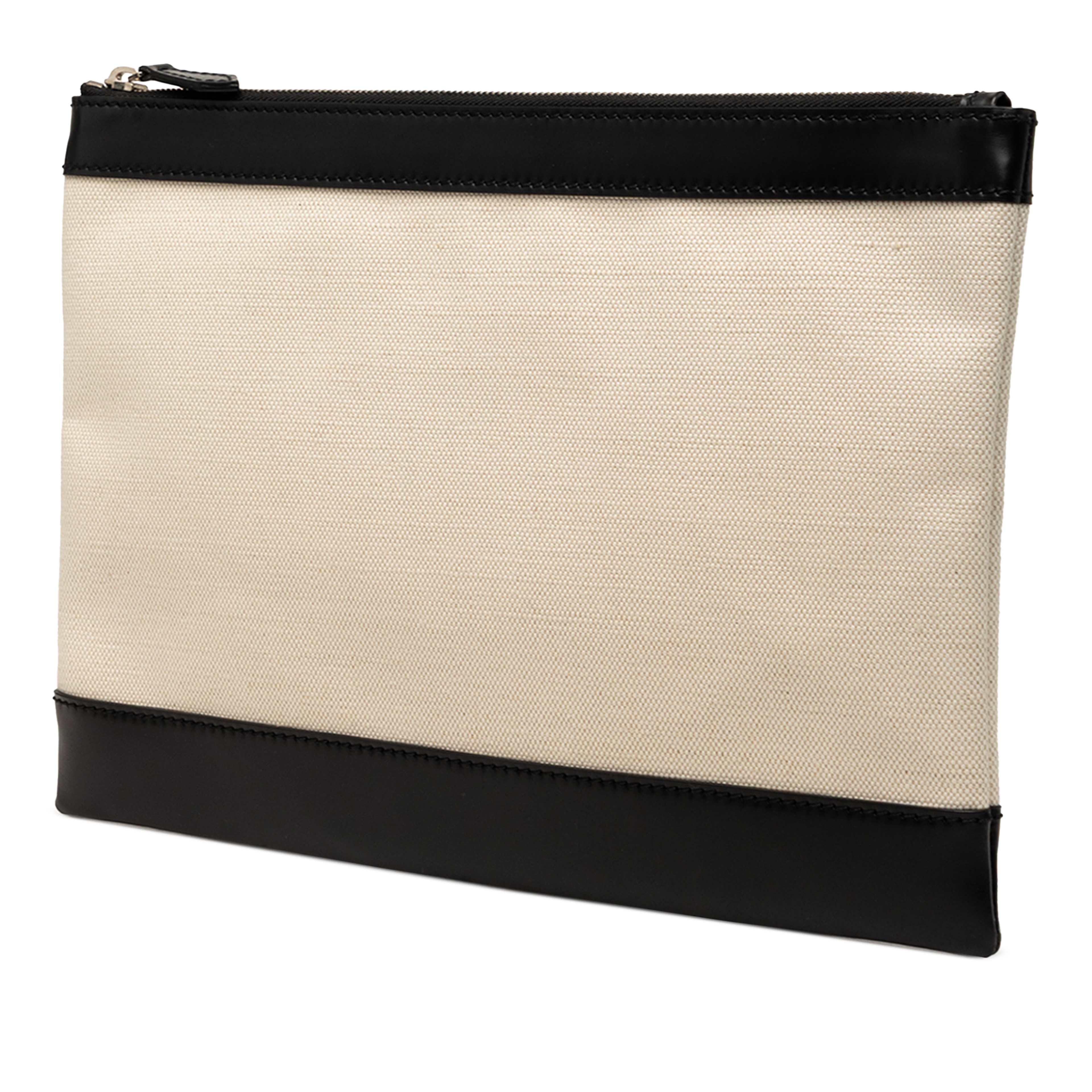 Balenciaga Canvas Navy Clip Clutch M, från Luxclusif, i färgen brun. Klicka för att öppna bilden i stort format