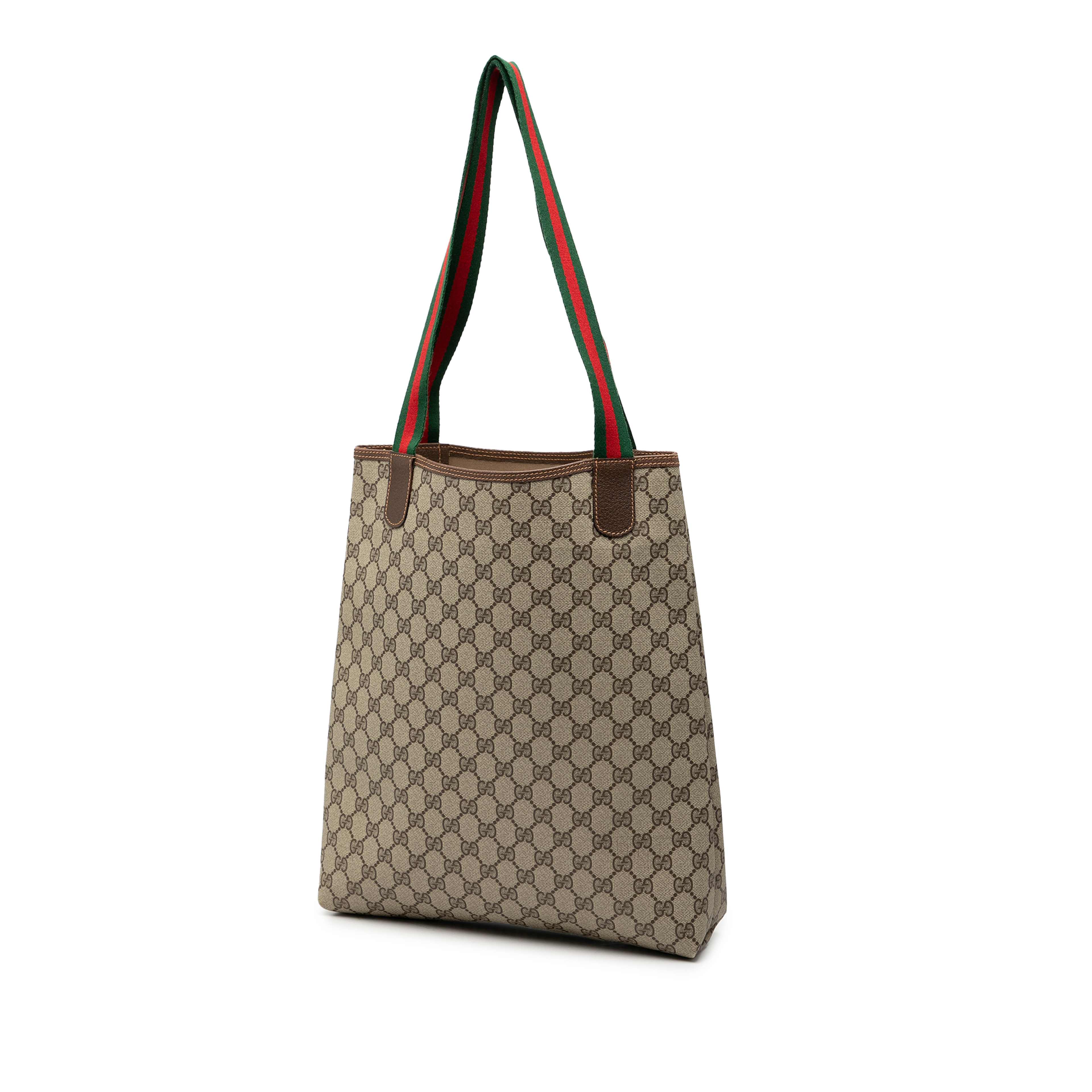 Gucci Gg Supreme Web Tote, från Luxclusif, i färgen beige. Klicka för att öppna bilden i stort format