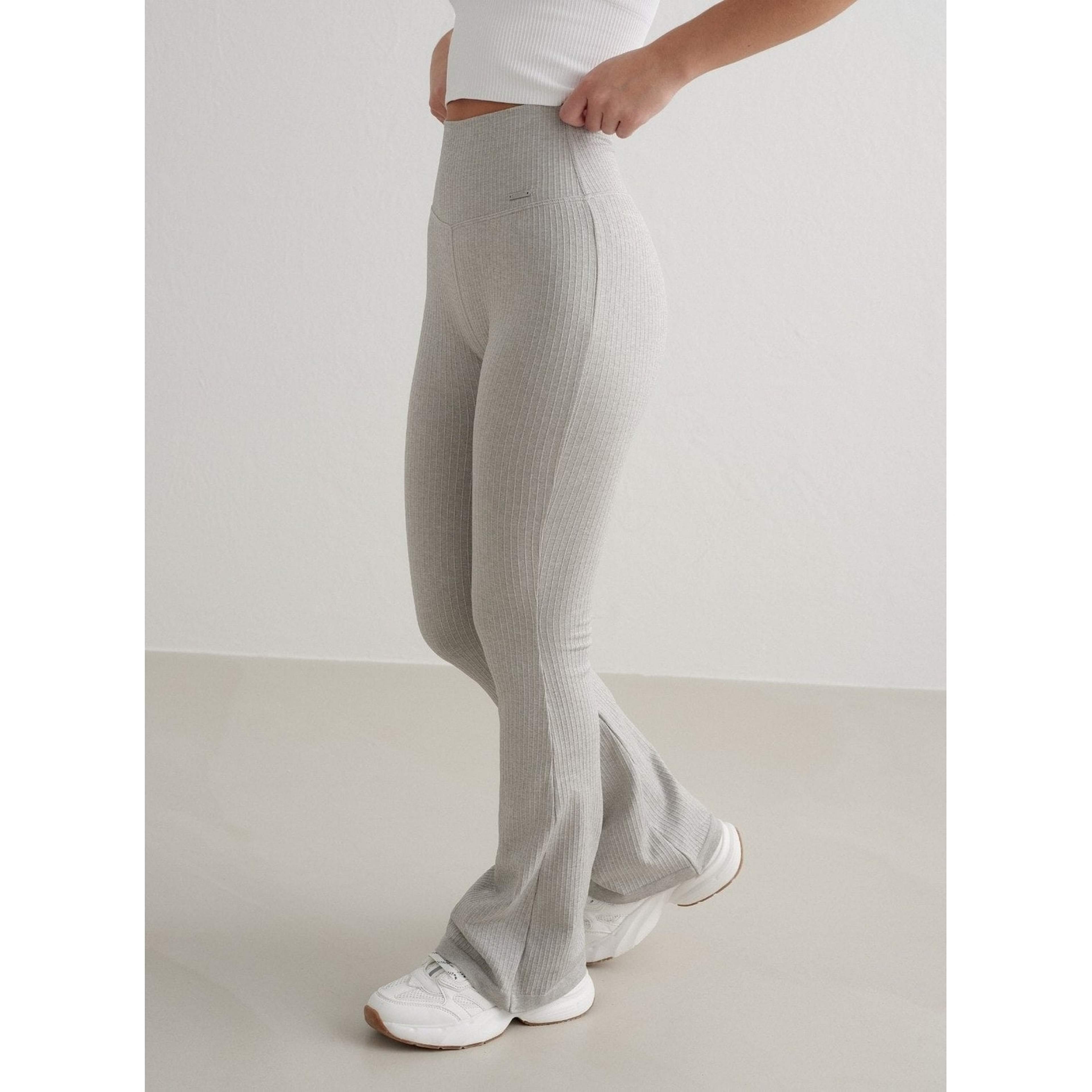 Grey Melange Ribbed Seamless Flare Petite Tights