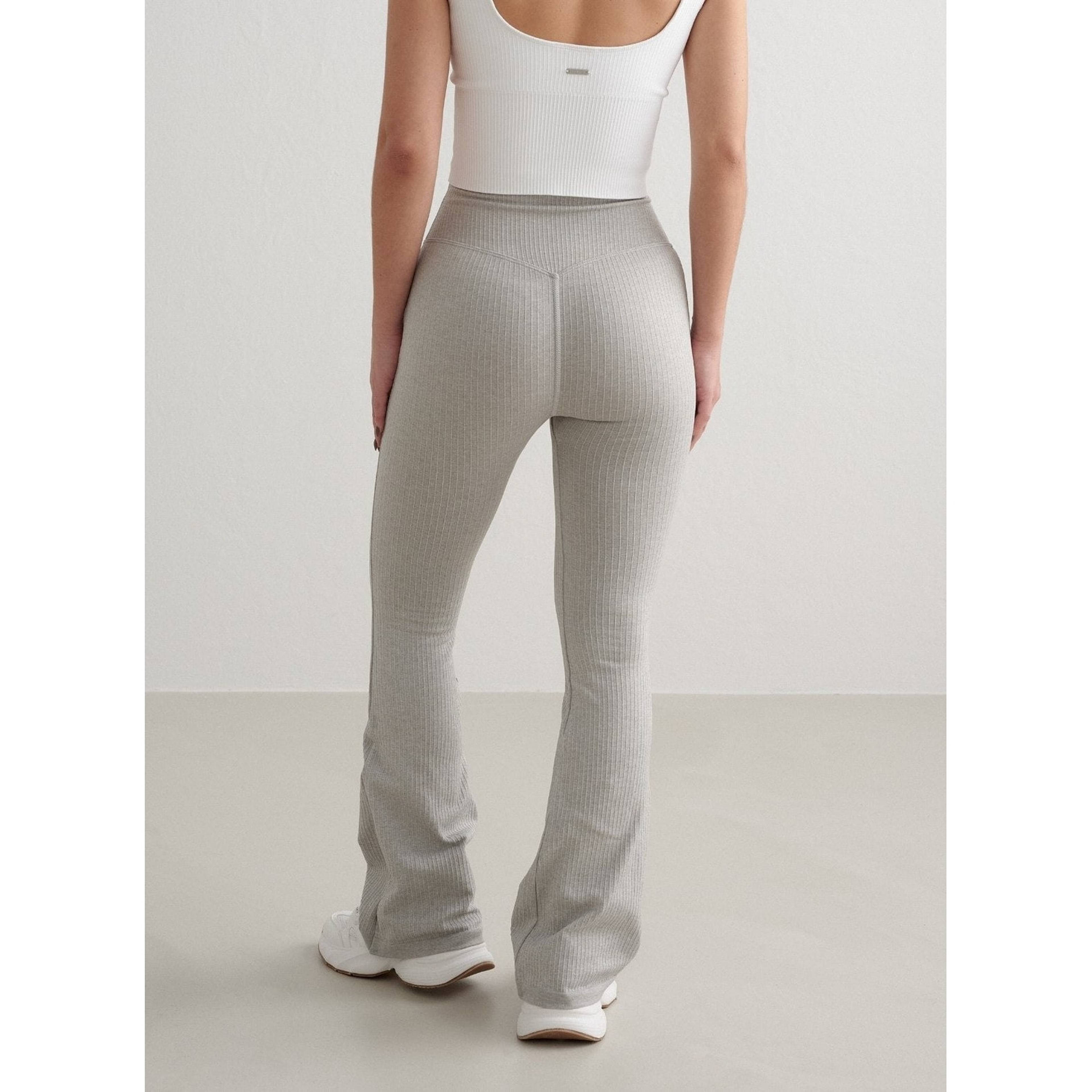 Grey Melange Ribbed Seamless Flare Petite Tights