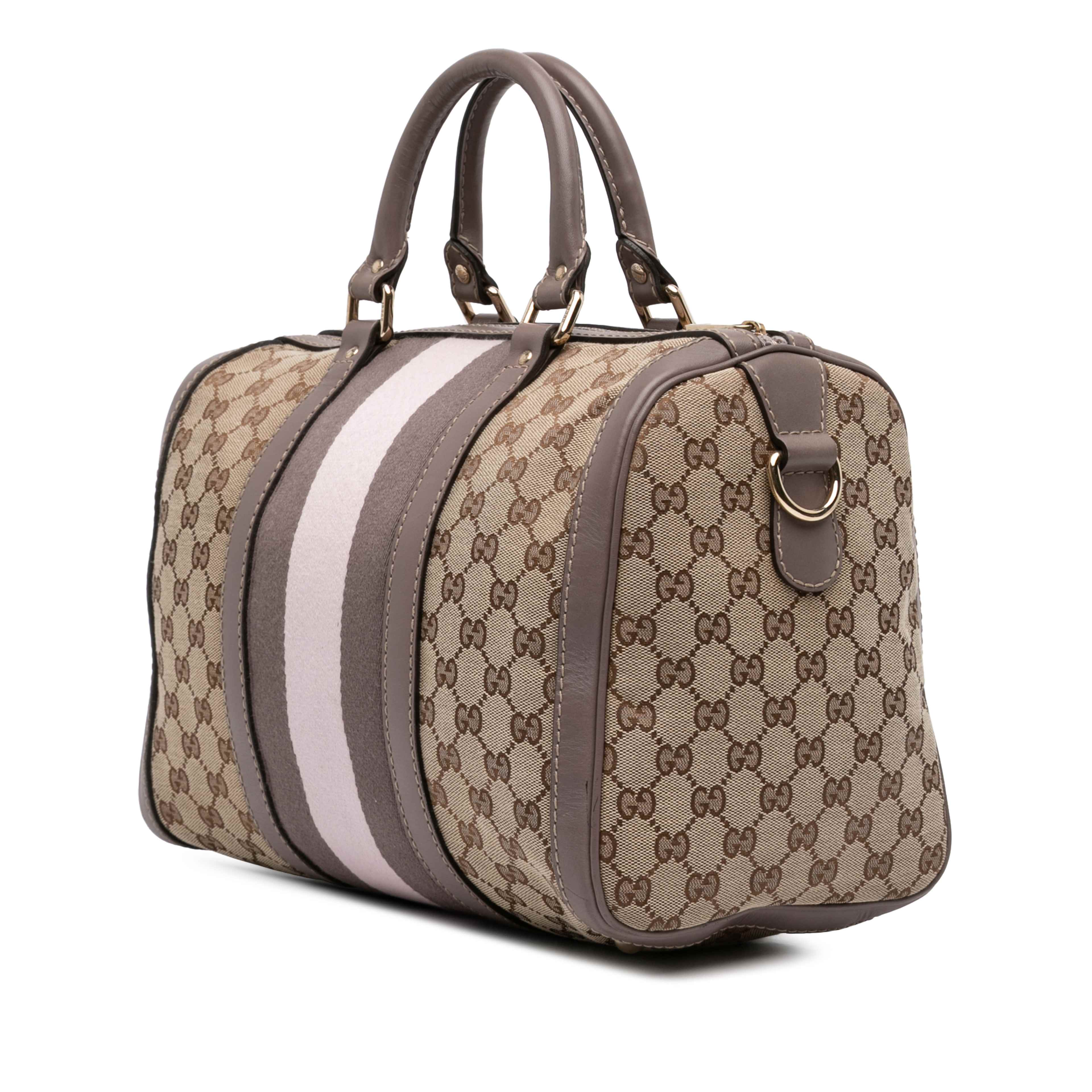 Gucci Medium Gg Canvas Web Joy Boston Bag, från Luxclusif, i färgen beige. Klicka för att öppna bilden i stort format
