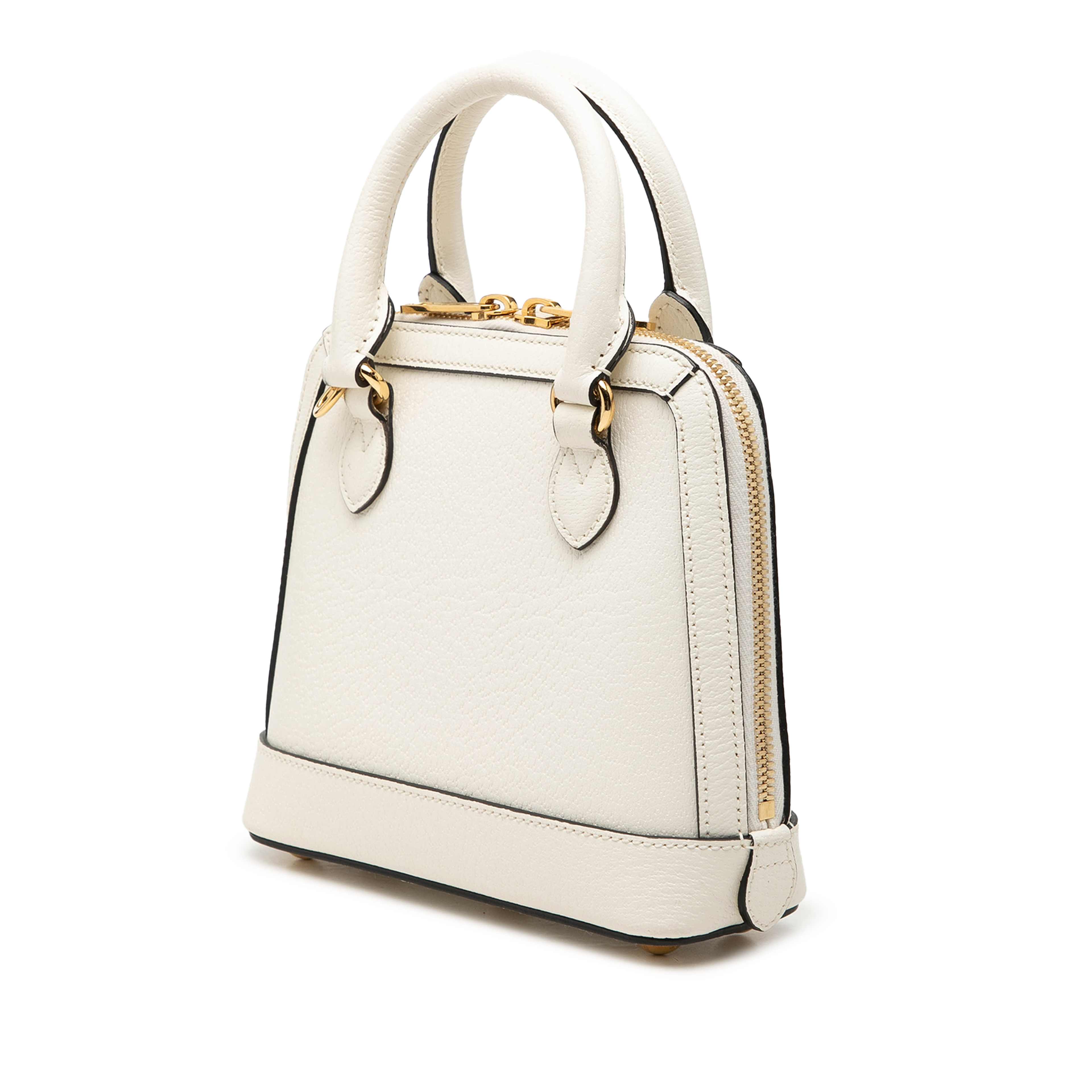 Gucci Adidas Mini Leather Horsebit 1955 Top Handle Bag, från Luxclusif, i färgen vit. Klicka för att öppna bilden i stort format